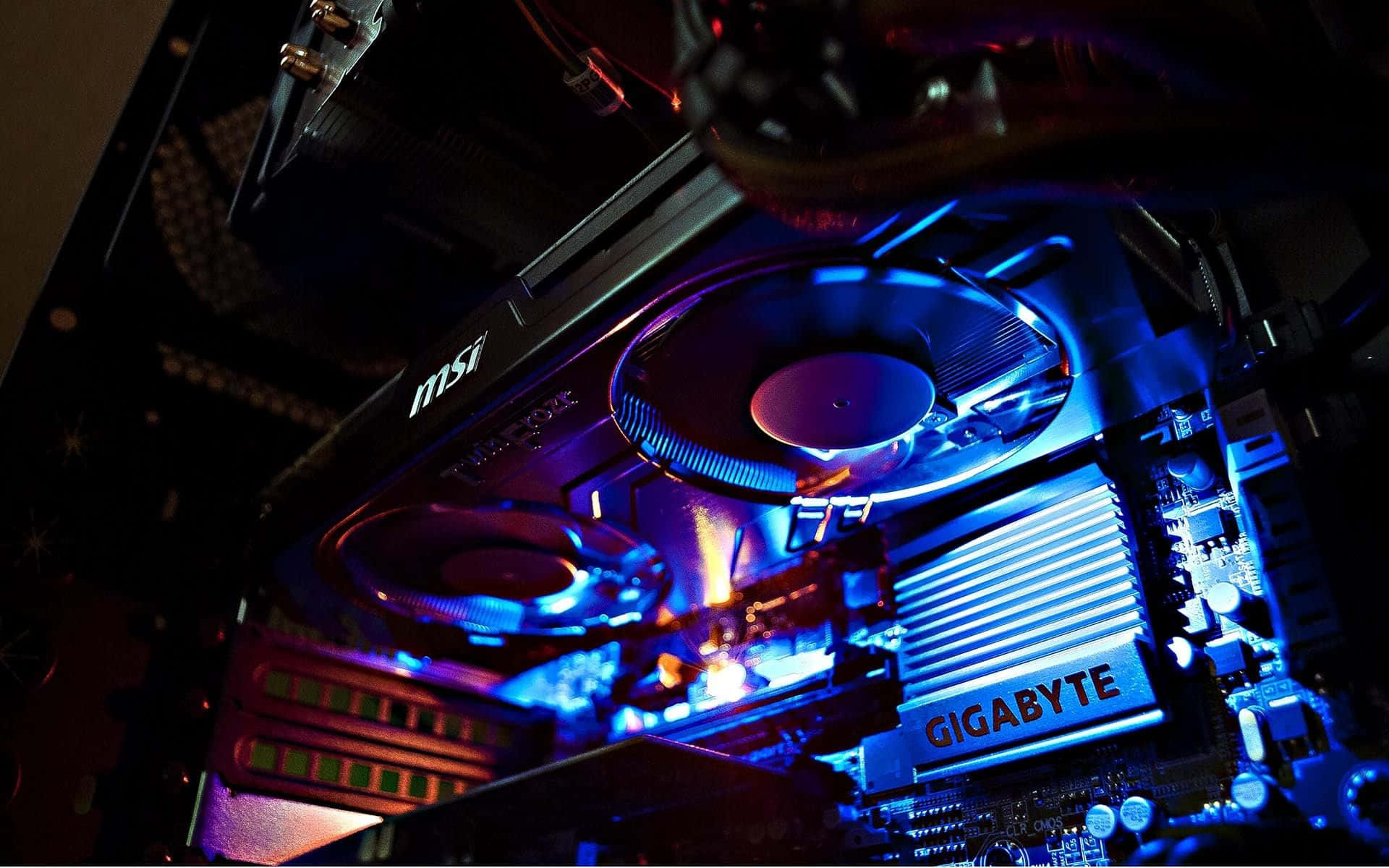 4K Graphics Cards, glowing blue and purple, computer graphics card, Full HD Desktop Wallpaper