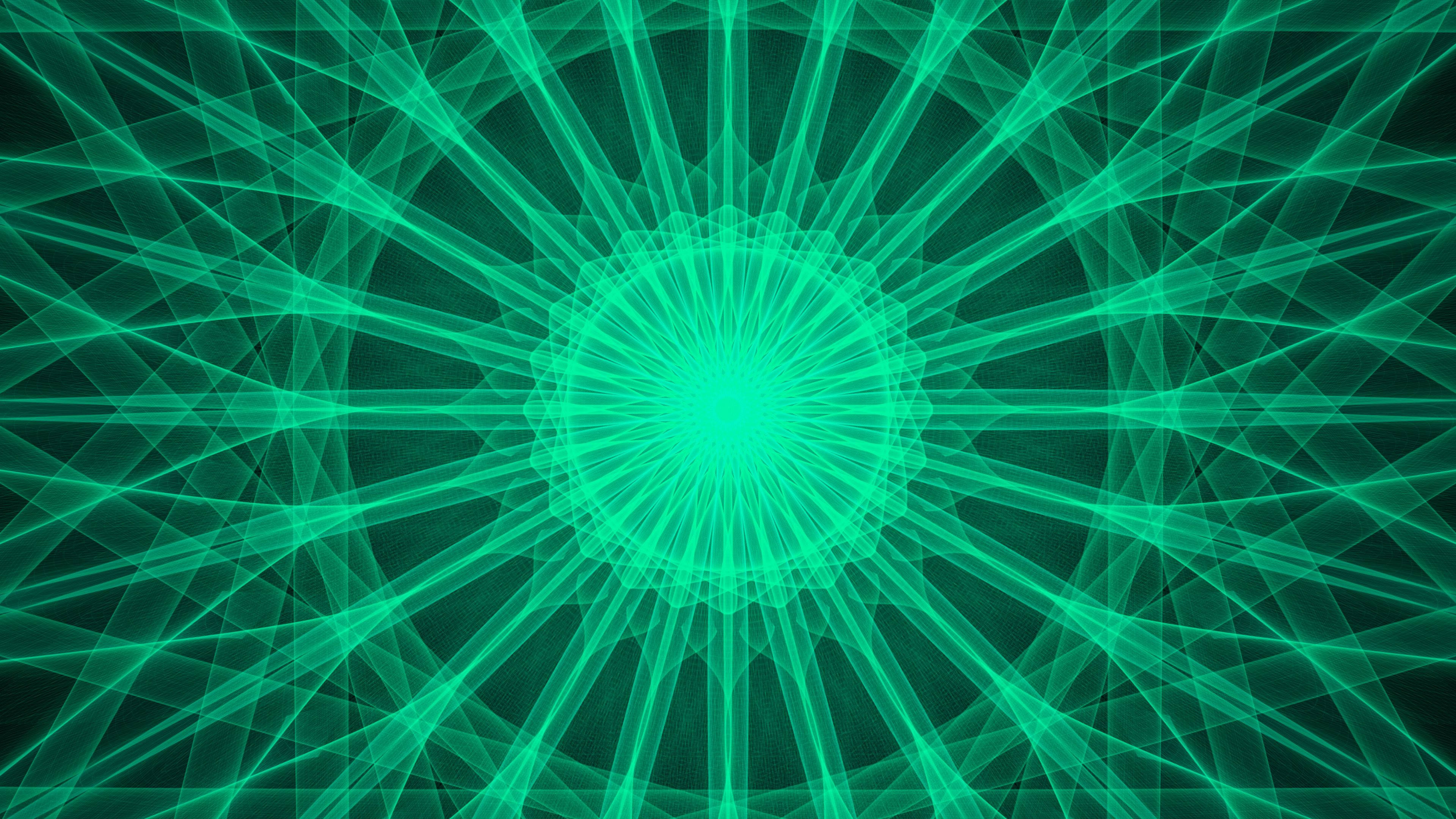 4K Green, kaleidoscope, fractal mandala, 4K Desktop Wallpaper