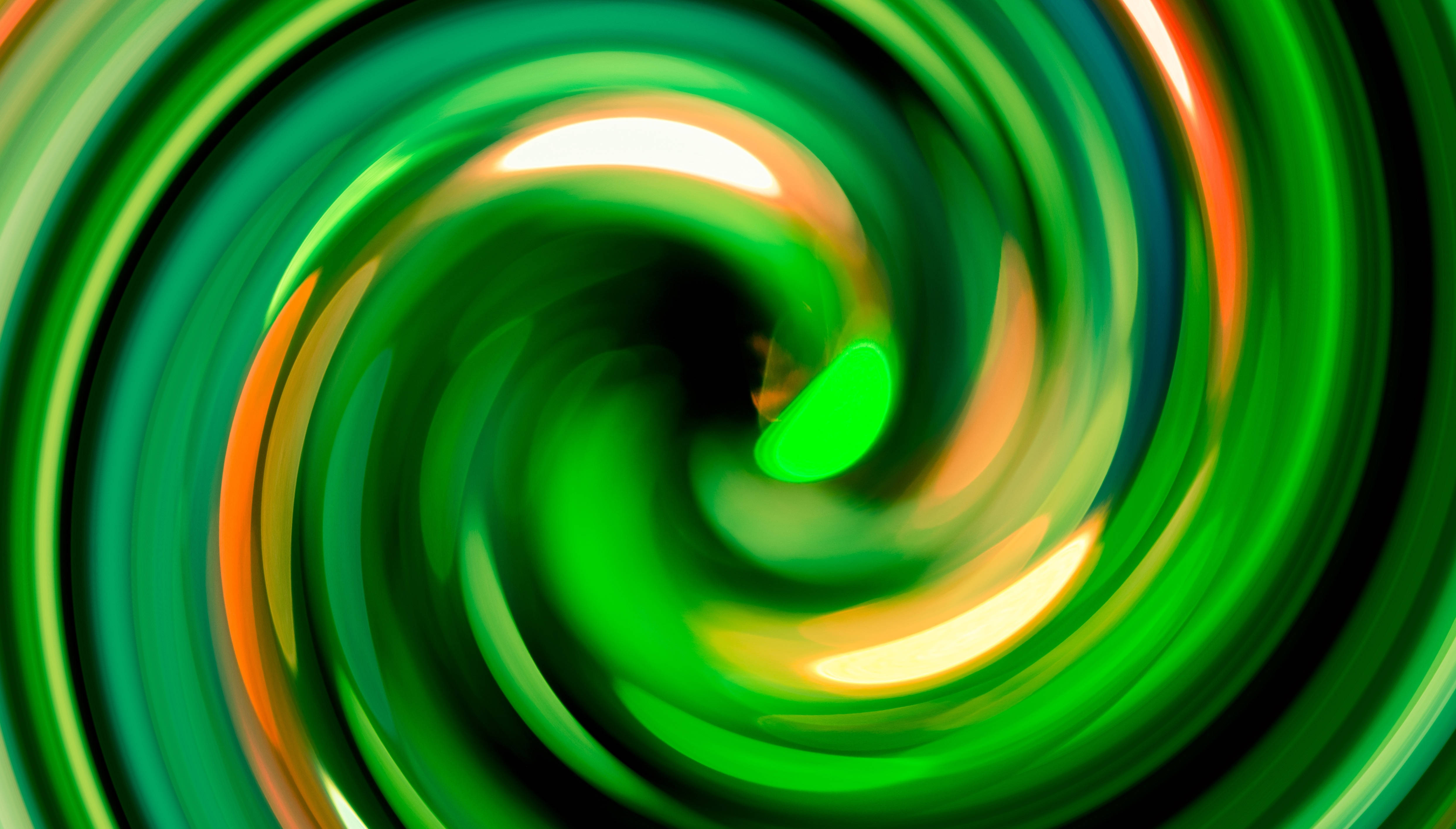 green, orange, light swirls, 4K Desktop Wallpaper