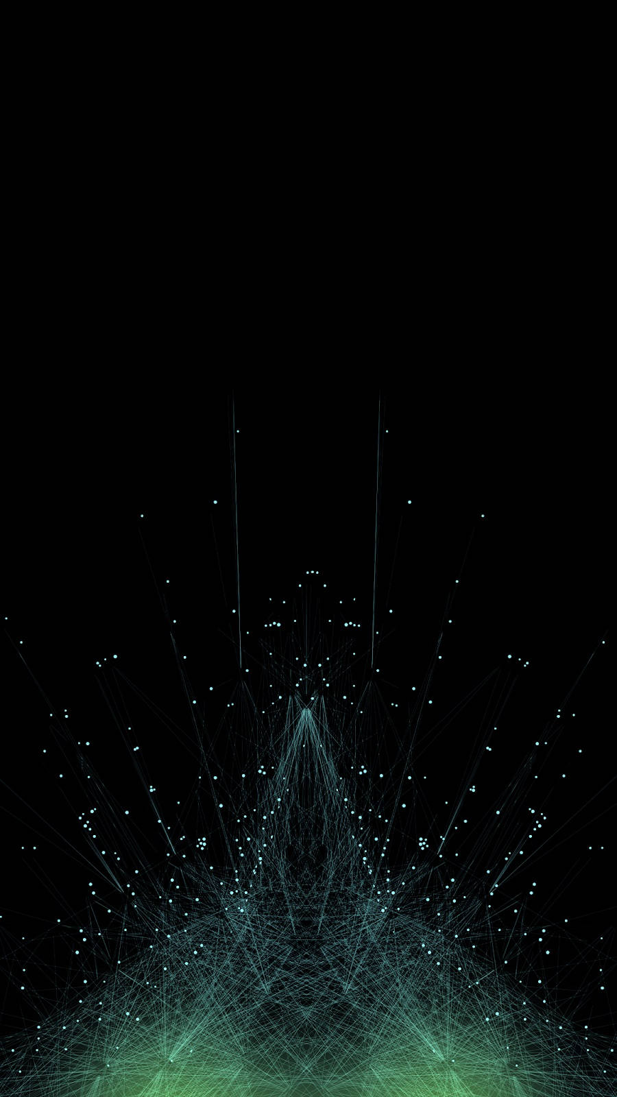 4K, green particles, glowing teal lines, HD Phone Wallpaper