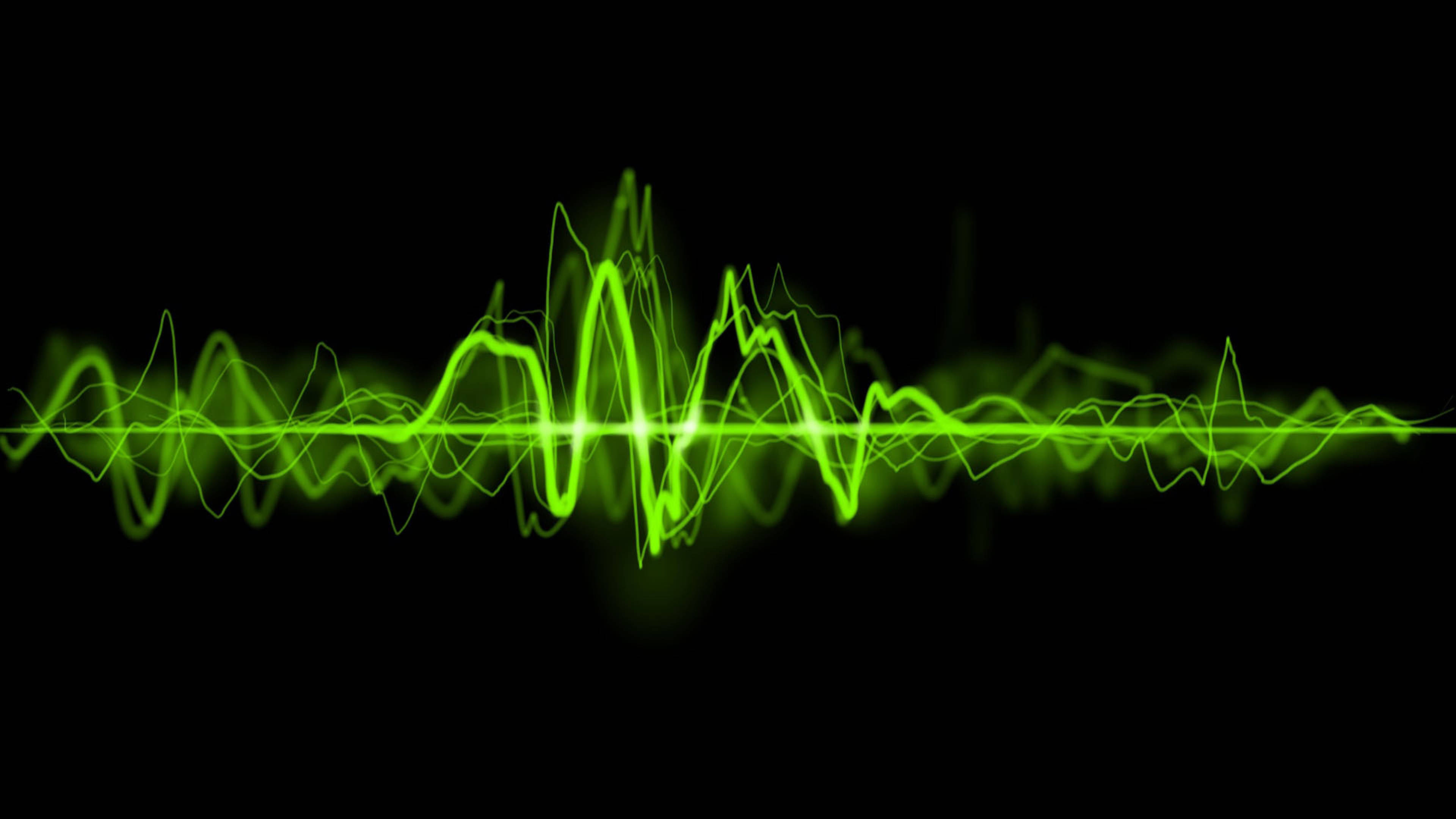 green sound wave, LED, 4K, 4K Desktop Wallpaper