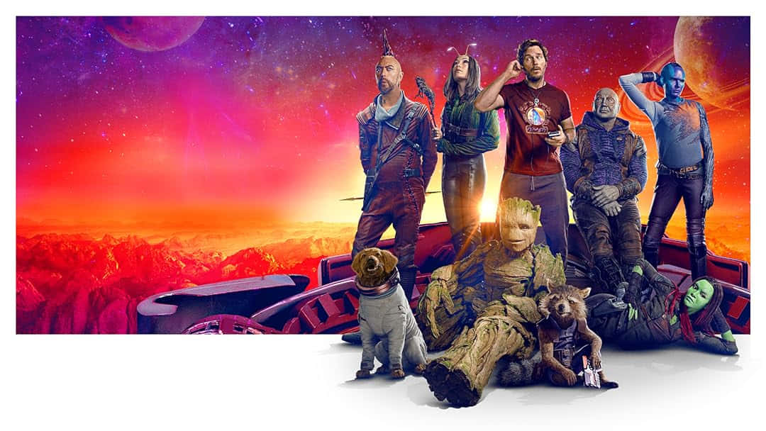 Guardians of the Galaxy, team pose, spaceship, SD Desktop Wallpaper