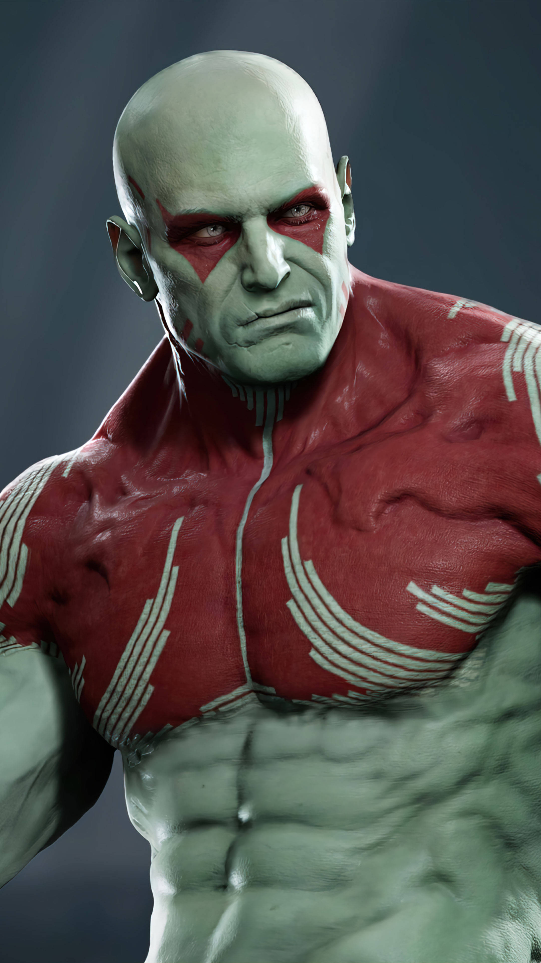 Guardians Of The Galaxy, green skin, red markings, 4K Phone Wallpaper