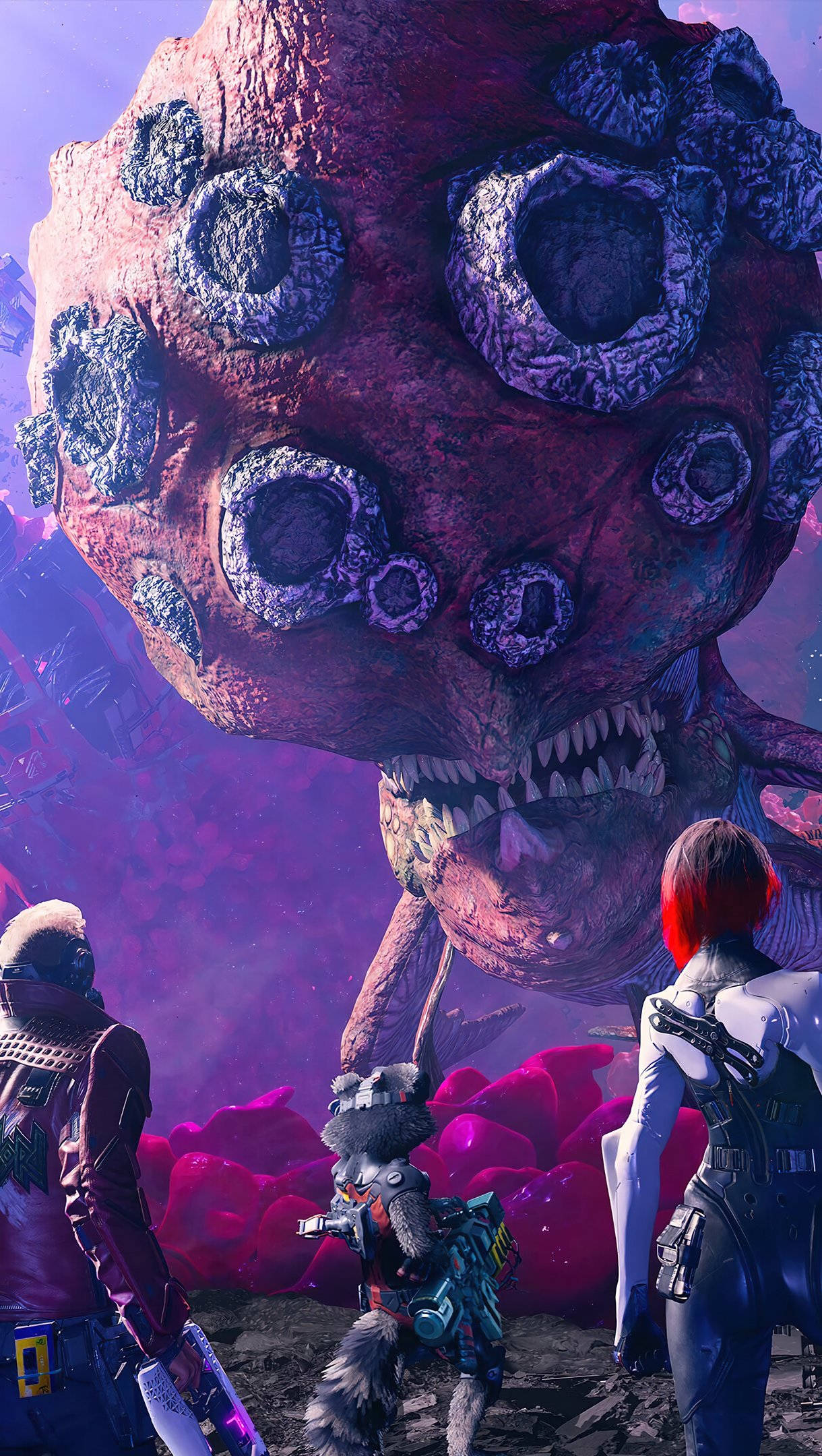 4K Guardians Of The Galaxy, colossal alien creature, glowing eyes, Full HD Phone Wallpaper