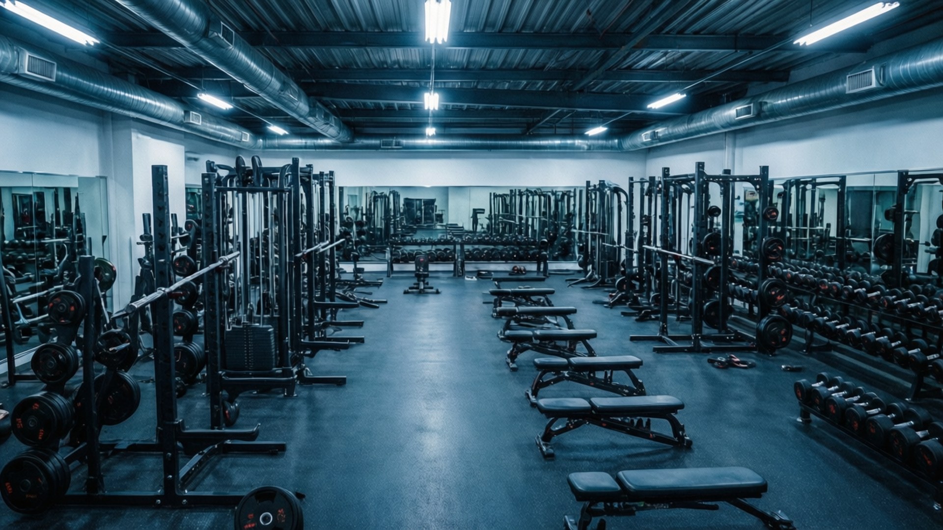 weight room, weight machines, benches, Full HD Desktop Wallpaper