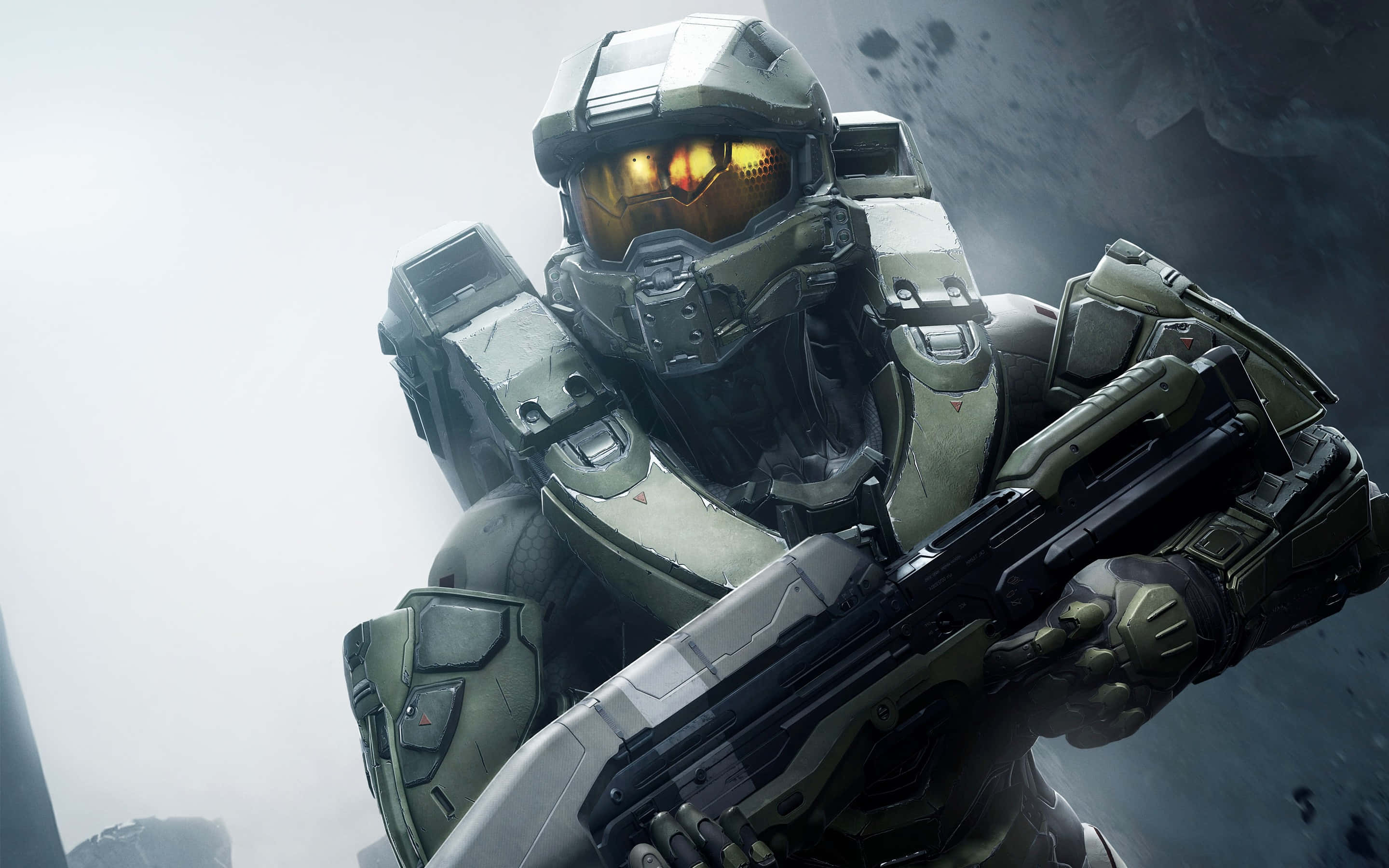 Halo 5, green armor, glowing orange visor, 2K Desktop Wallpaper