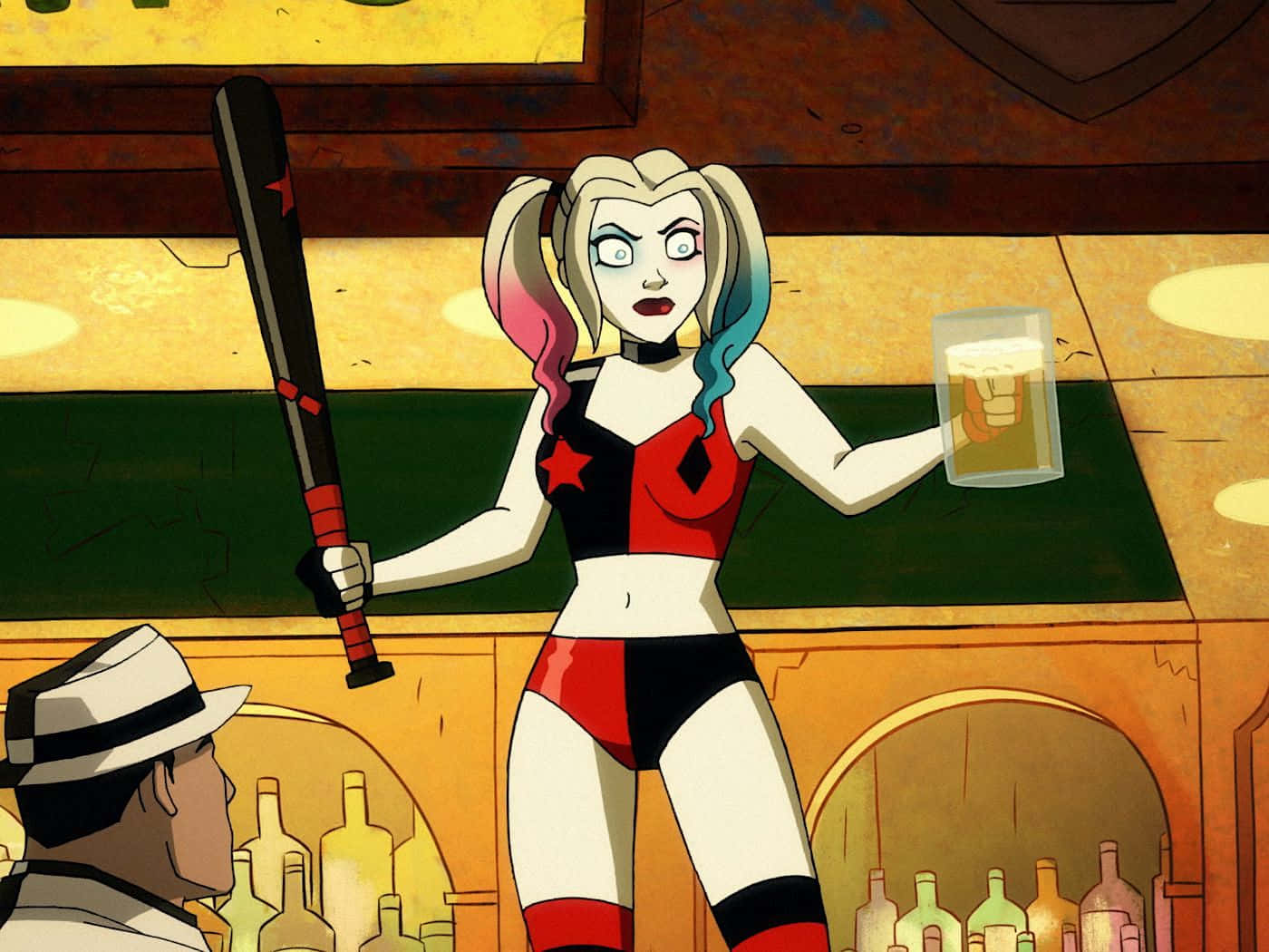 Harley Quinn, anime series, bar, HD Desktop Wallpaper