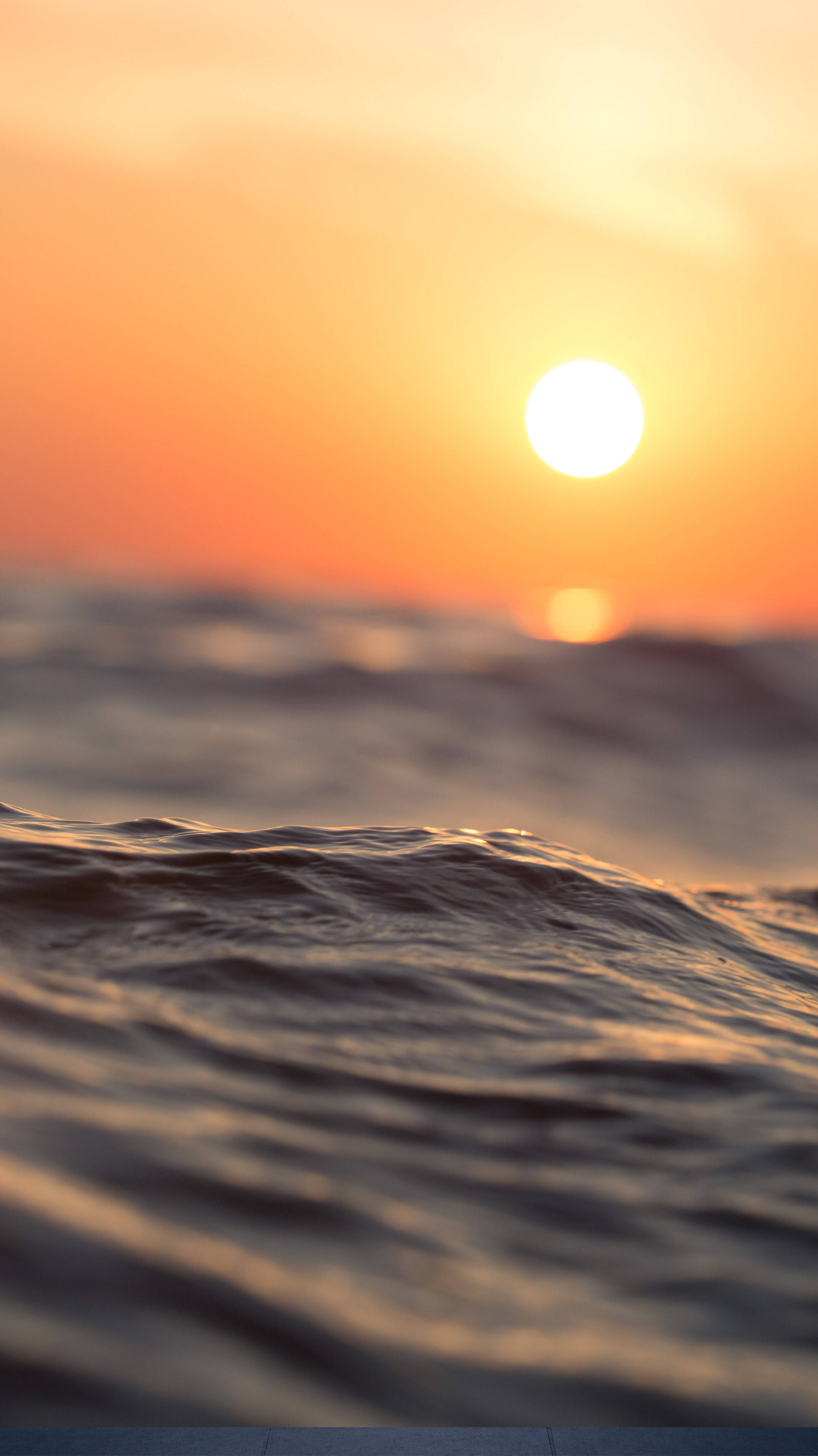 Sunset, ocean, golden light, 4K Phone Wallpaper
