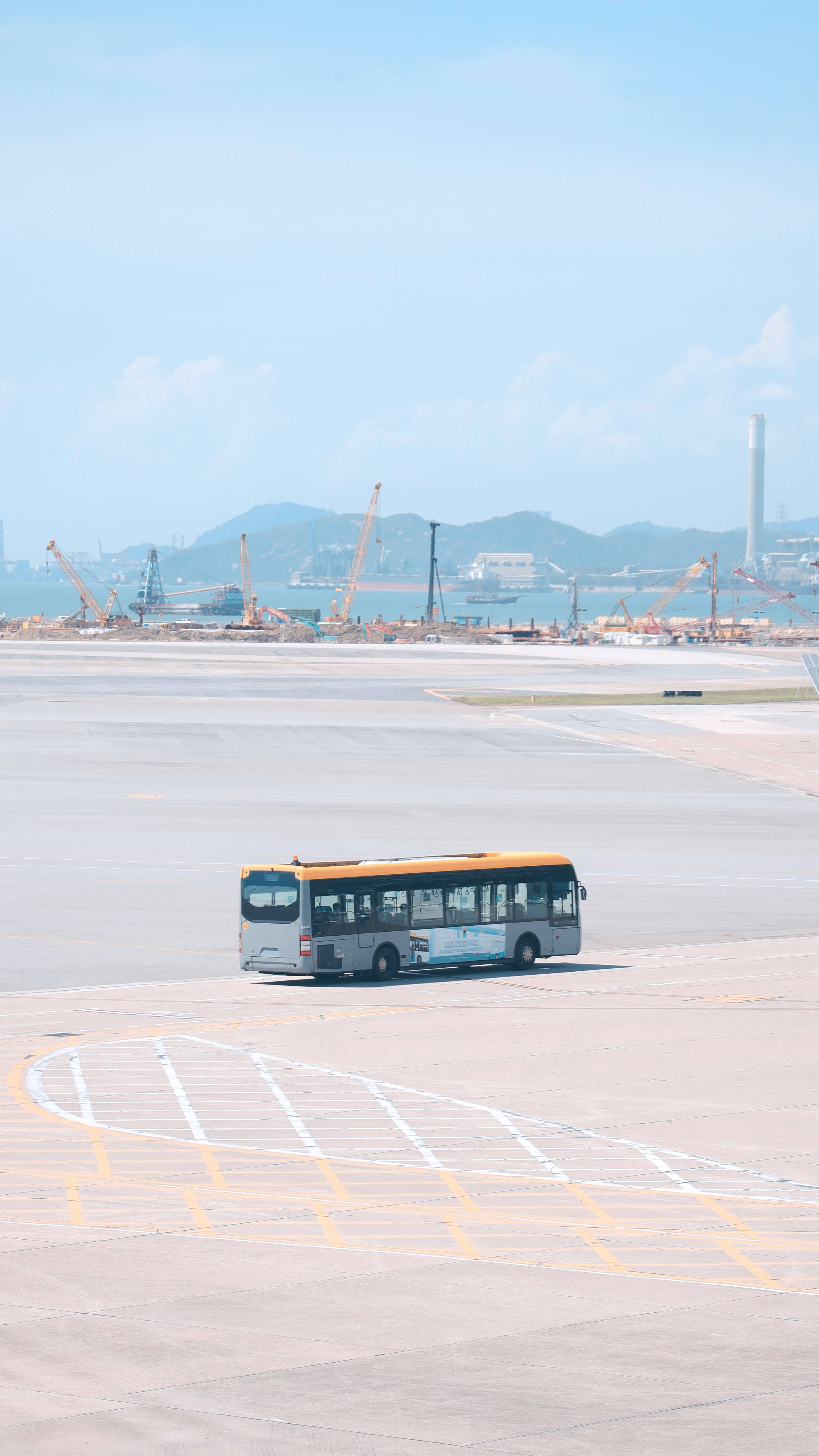 bus, gray, orange, 5K Phone Wallpaper