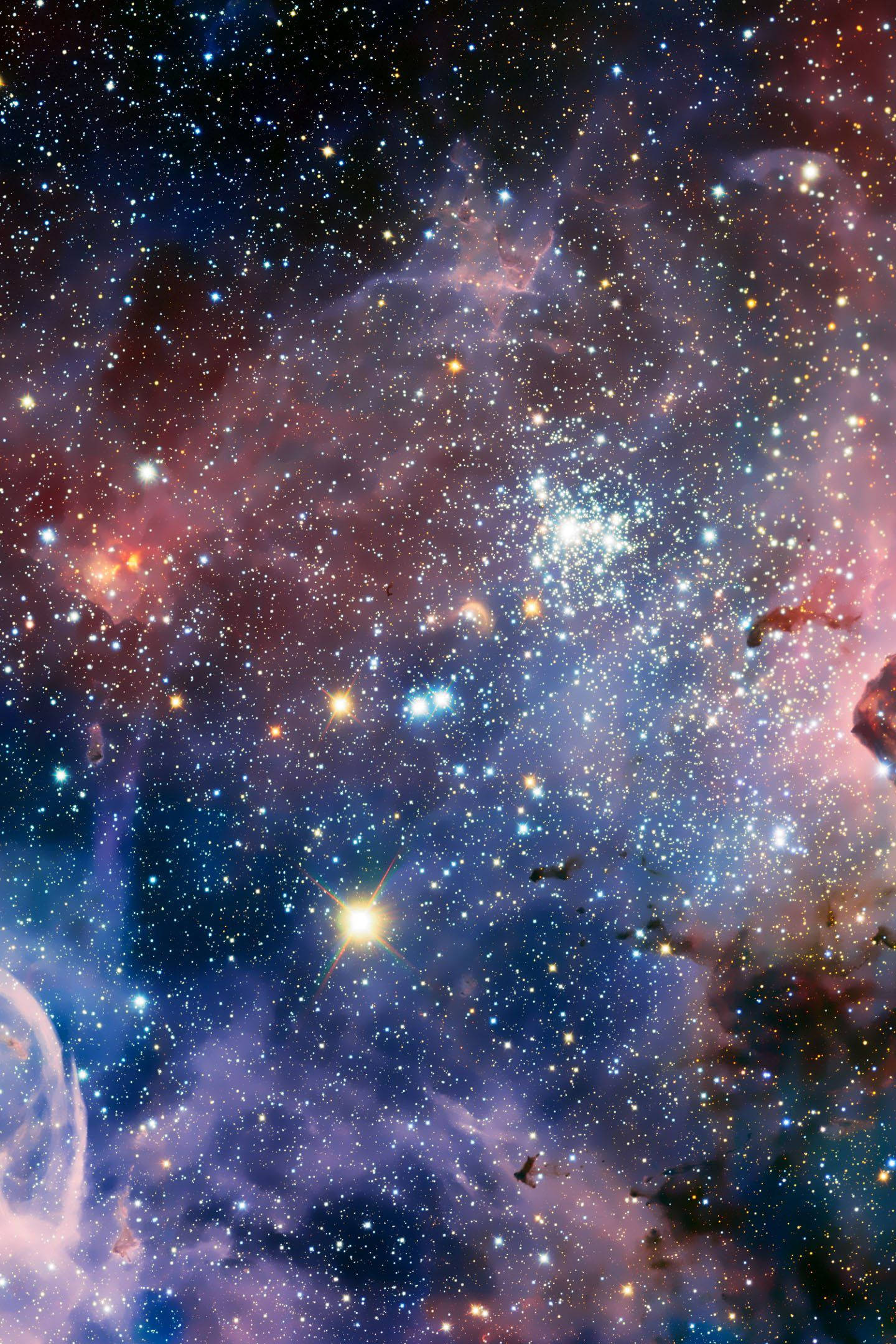 starry galaxy, glowing nebulae, vibrant pinks purples and blues, Full HD Phone Wallpaper