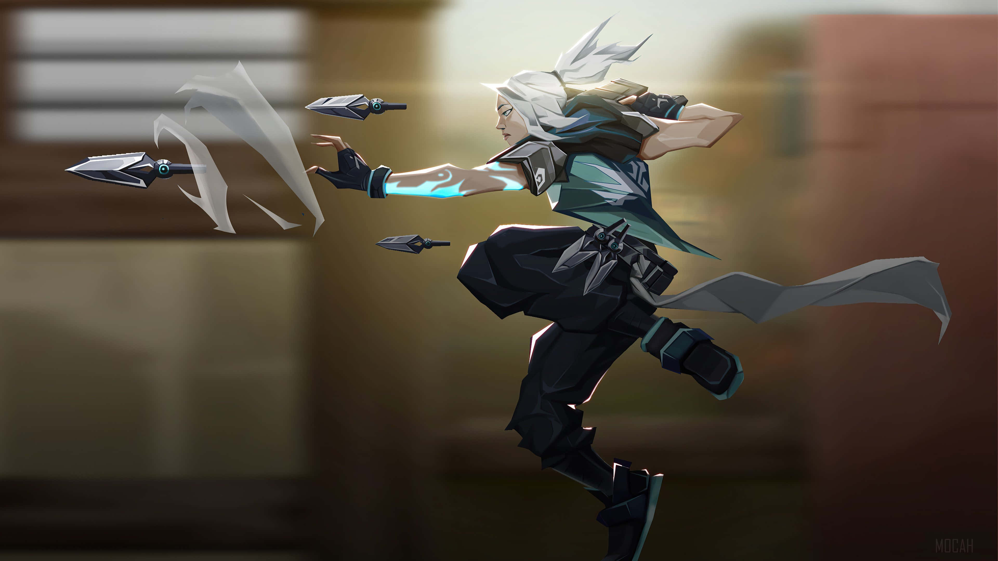 Valorant, anime warrior, white hair, 4K Desktop Wallpaper