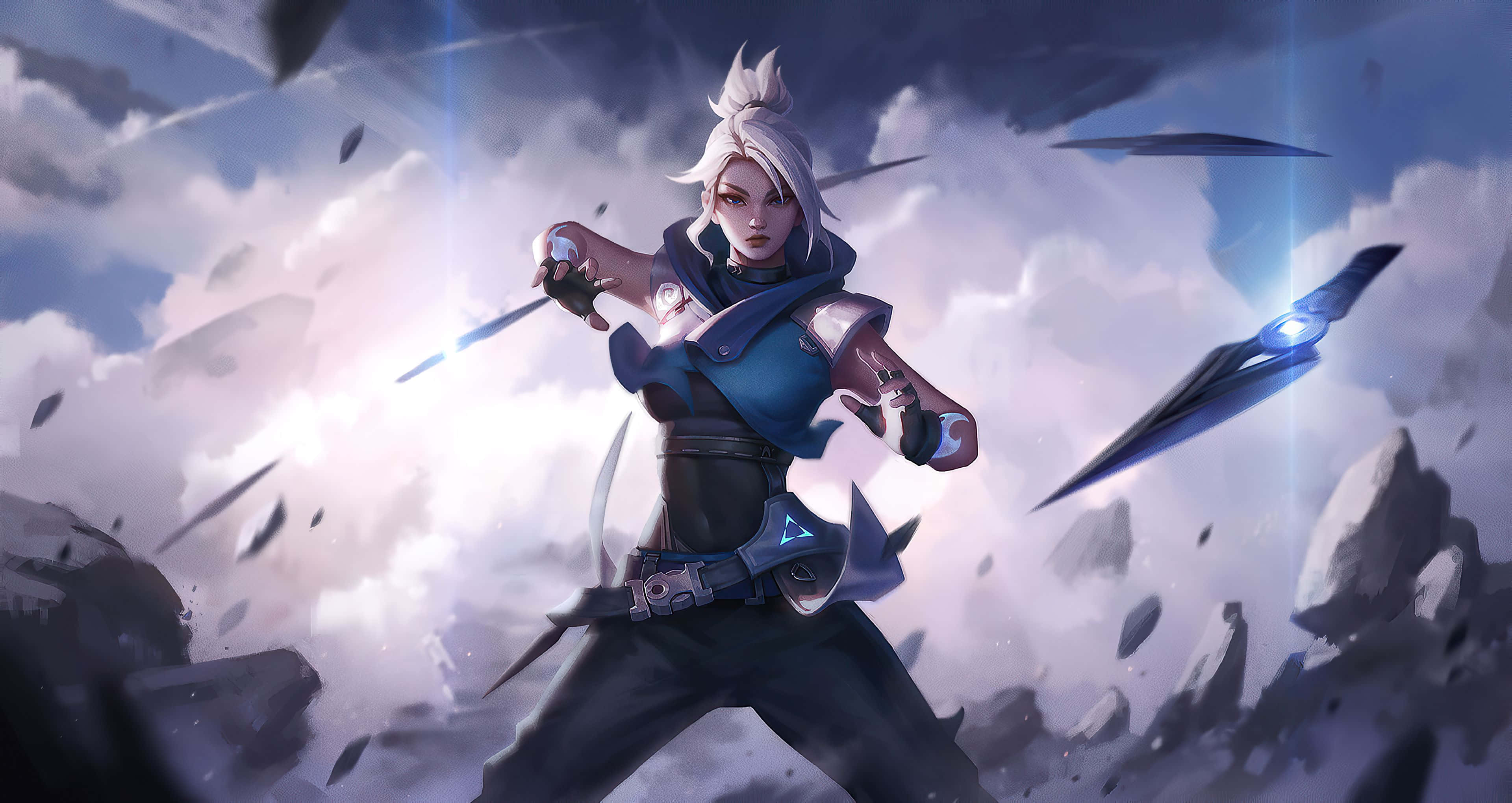 4K HD Valorant, anime warrior, white hair, 4K Desktop Wallpaper