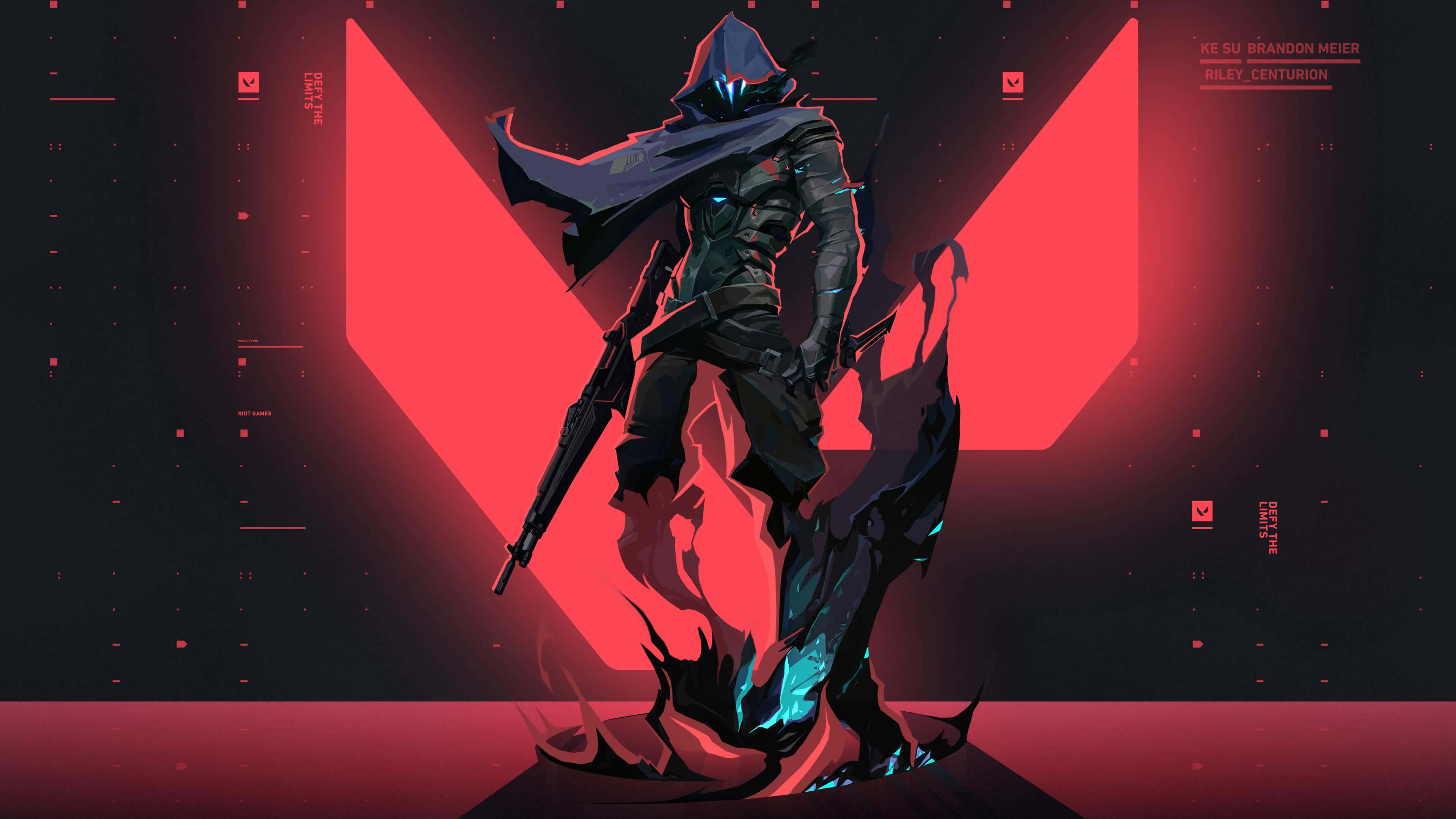 4K HD Valorant, hooded warrior, glowing blue energy, 4K Desktop Wallpaper