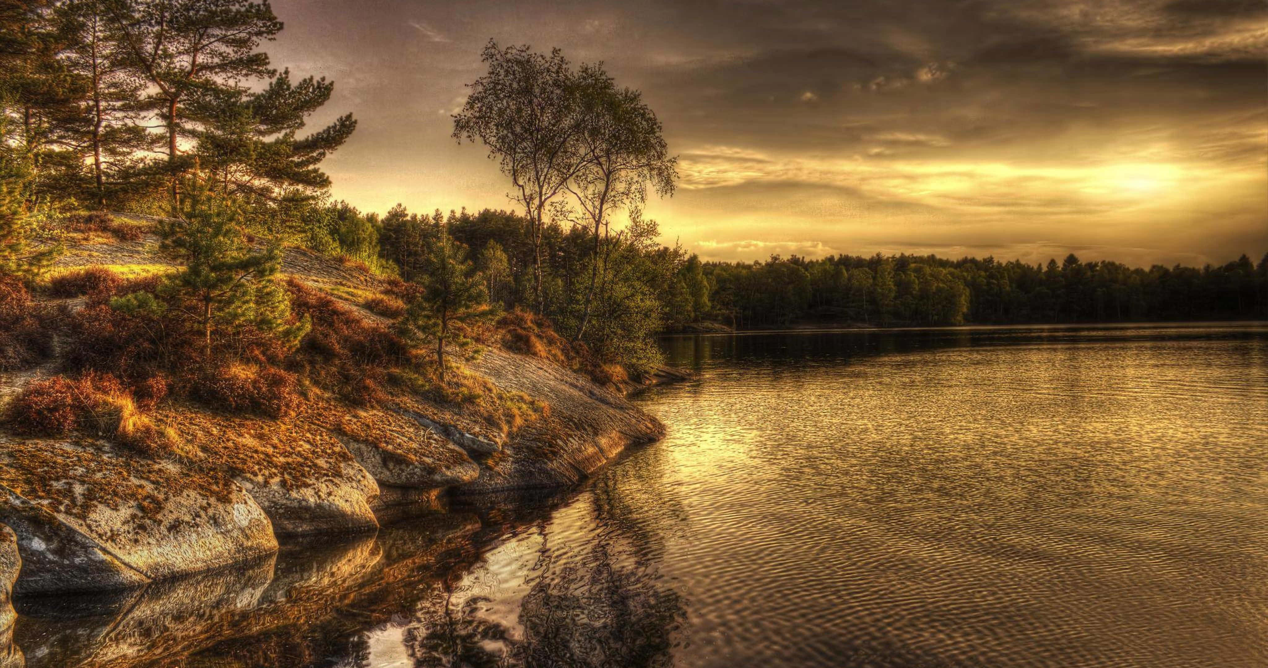 4K HDR, 4096 x 2160, Golden sunset, 4K Desktop Wallpaper