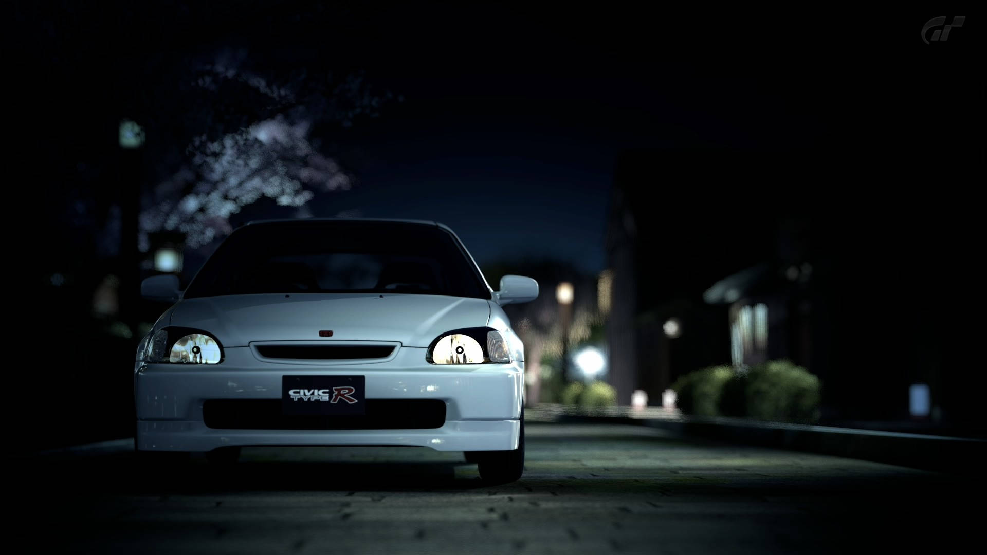 4K Honda Civic, white, night, Full HD Desktop Wallpaper