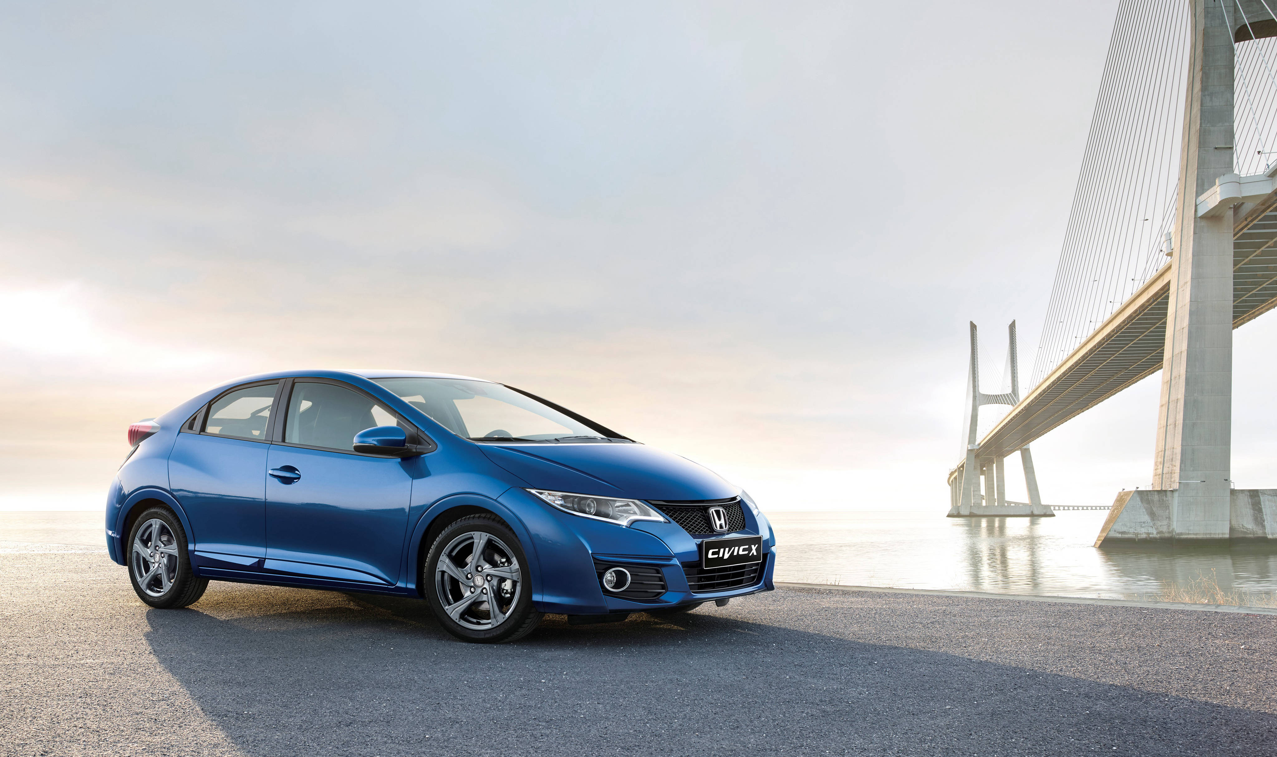 4K Honda Civic, blue, coastal road, 4K Desktop Wallpaper