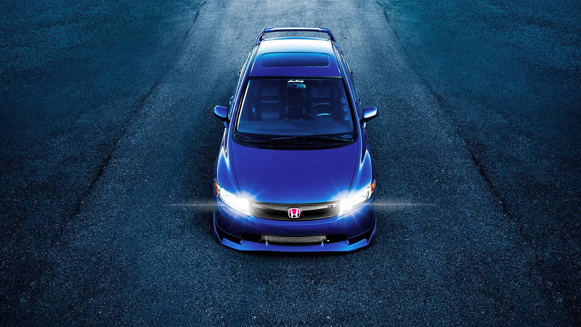 4K Honda Civic, blue, asphalt road, Full HD Desktop Wallpaper