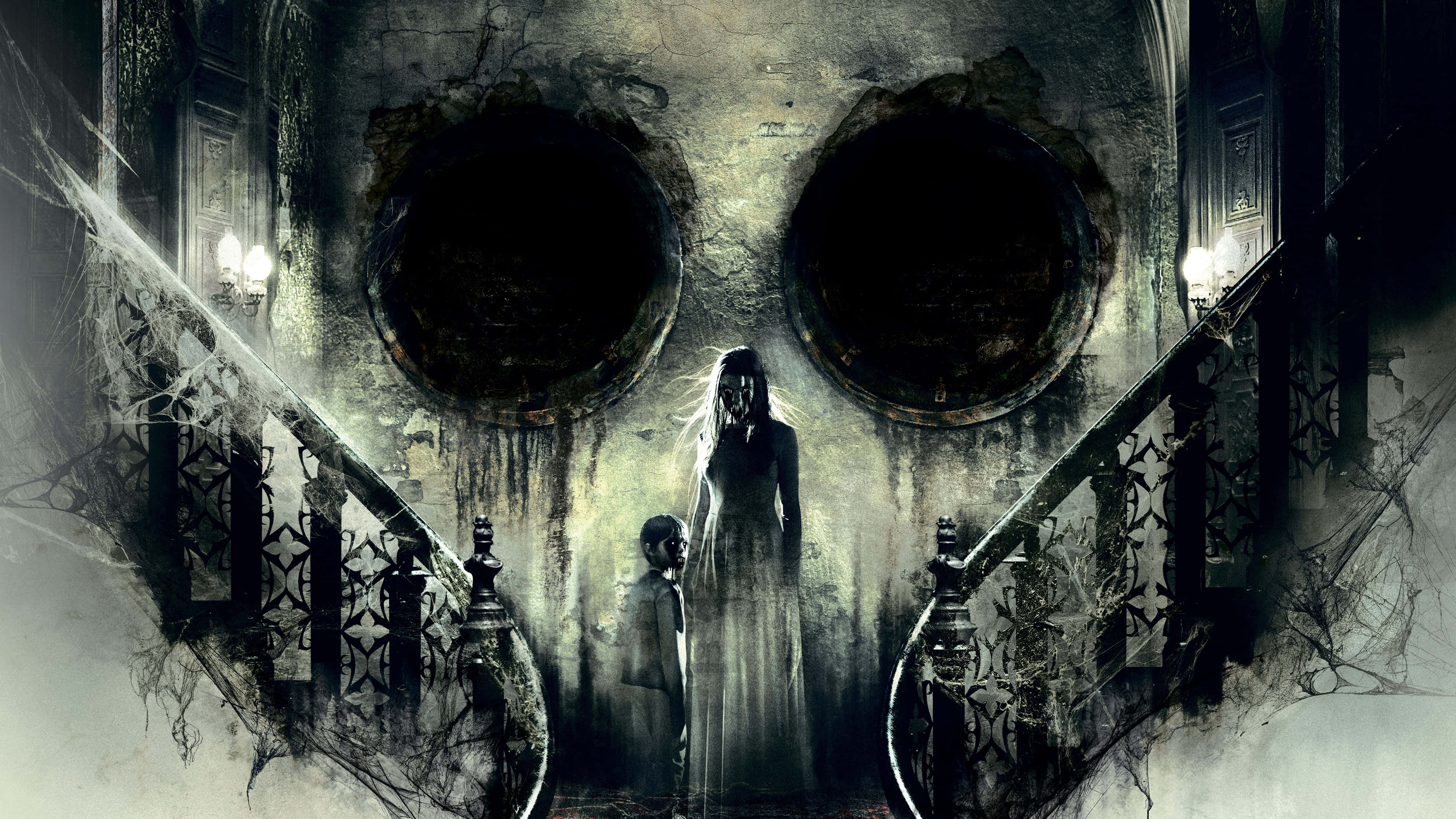 witch, full moon, giant skull, 4K Desktop Wallpaper