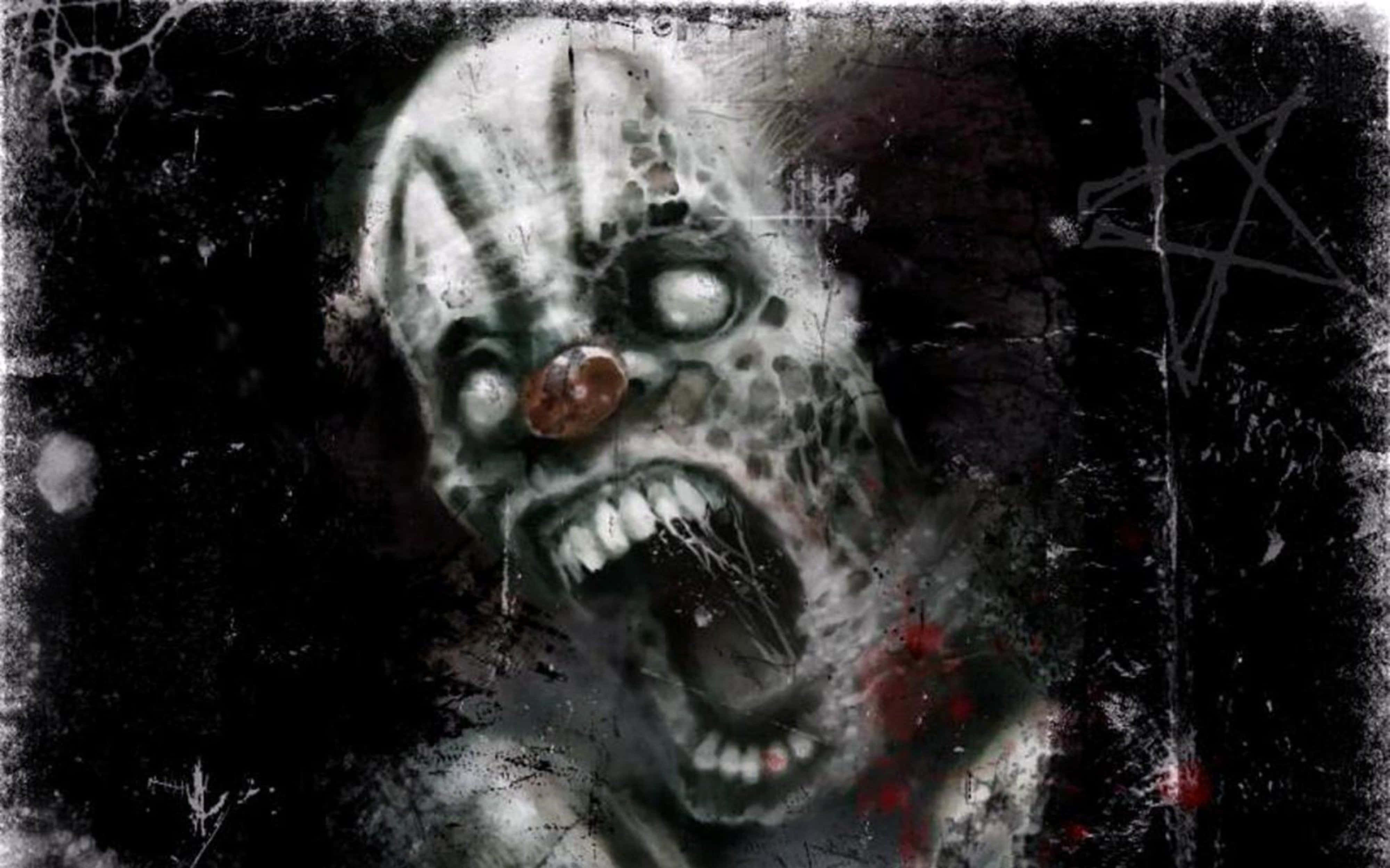 4K Horror, demonic figure, grotesque zombie face, 4K Desktop Wallpaper