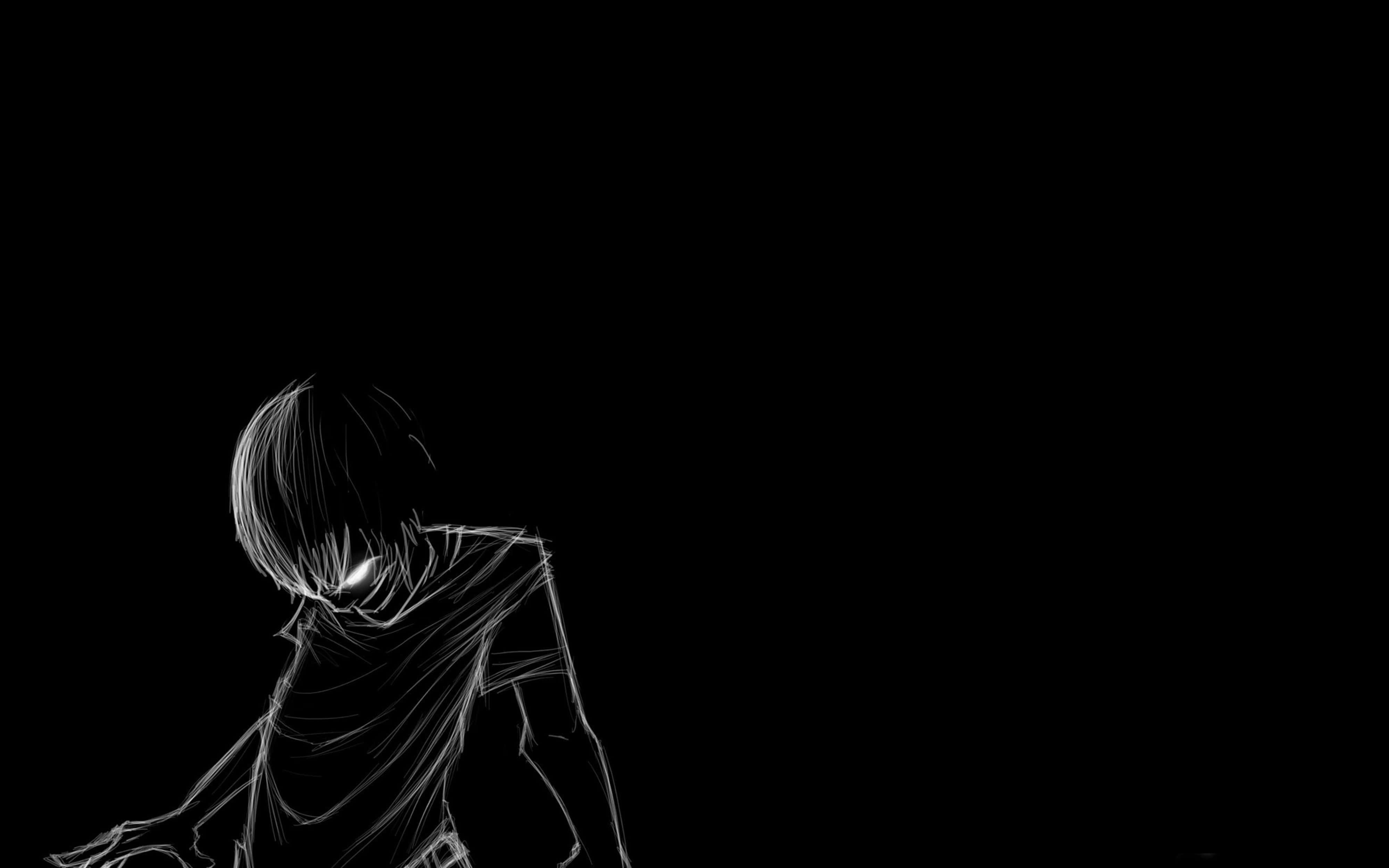 4K Horror, glowing eyes, white outline, 4K Desktop Wallpaper