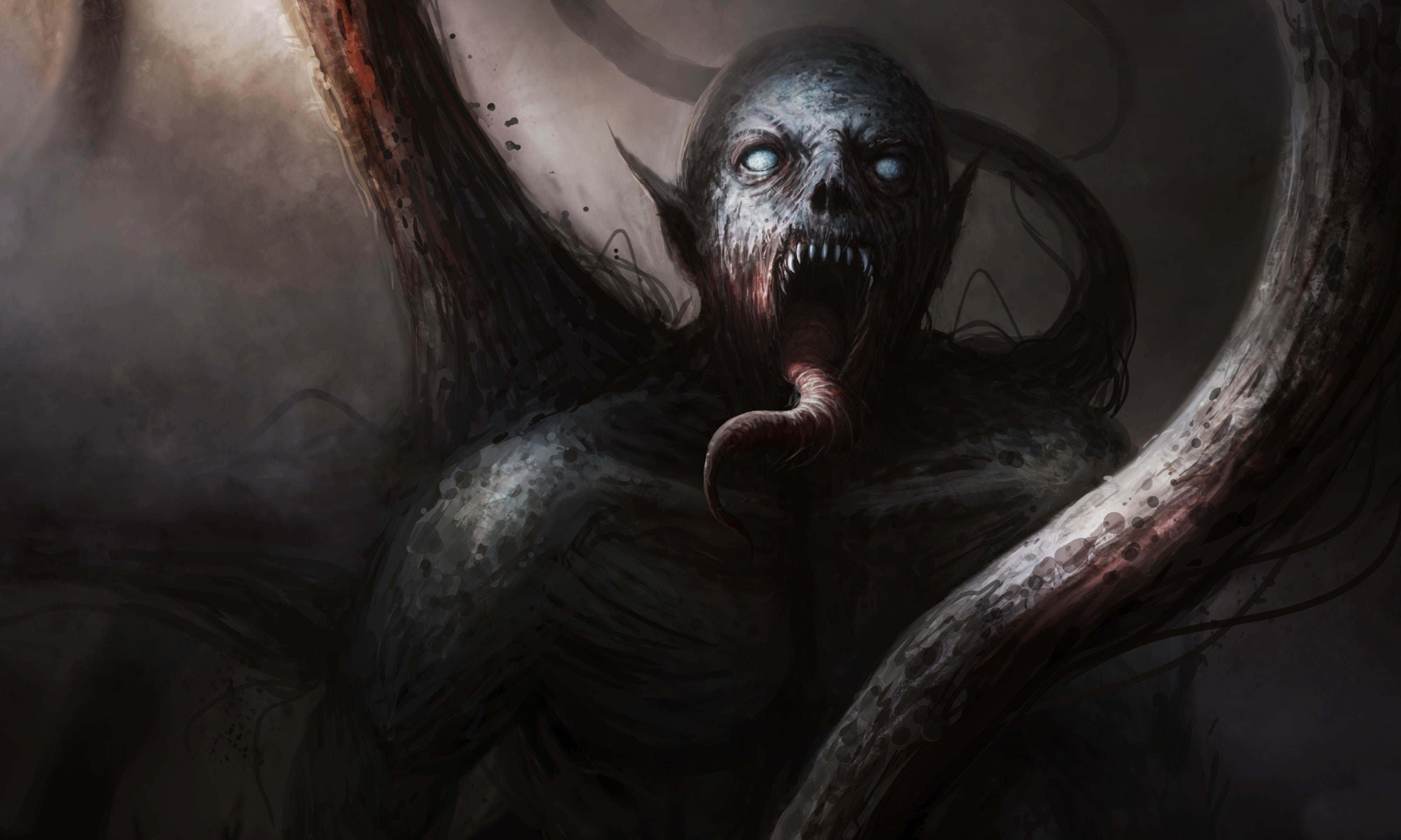4K Horror, glowing eyes, long tongue, 4K Desktop Wallpaper