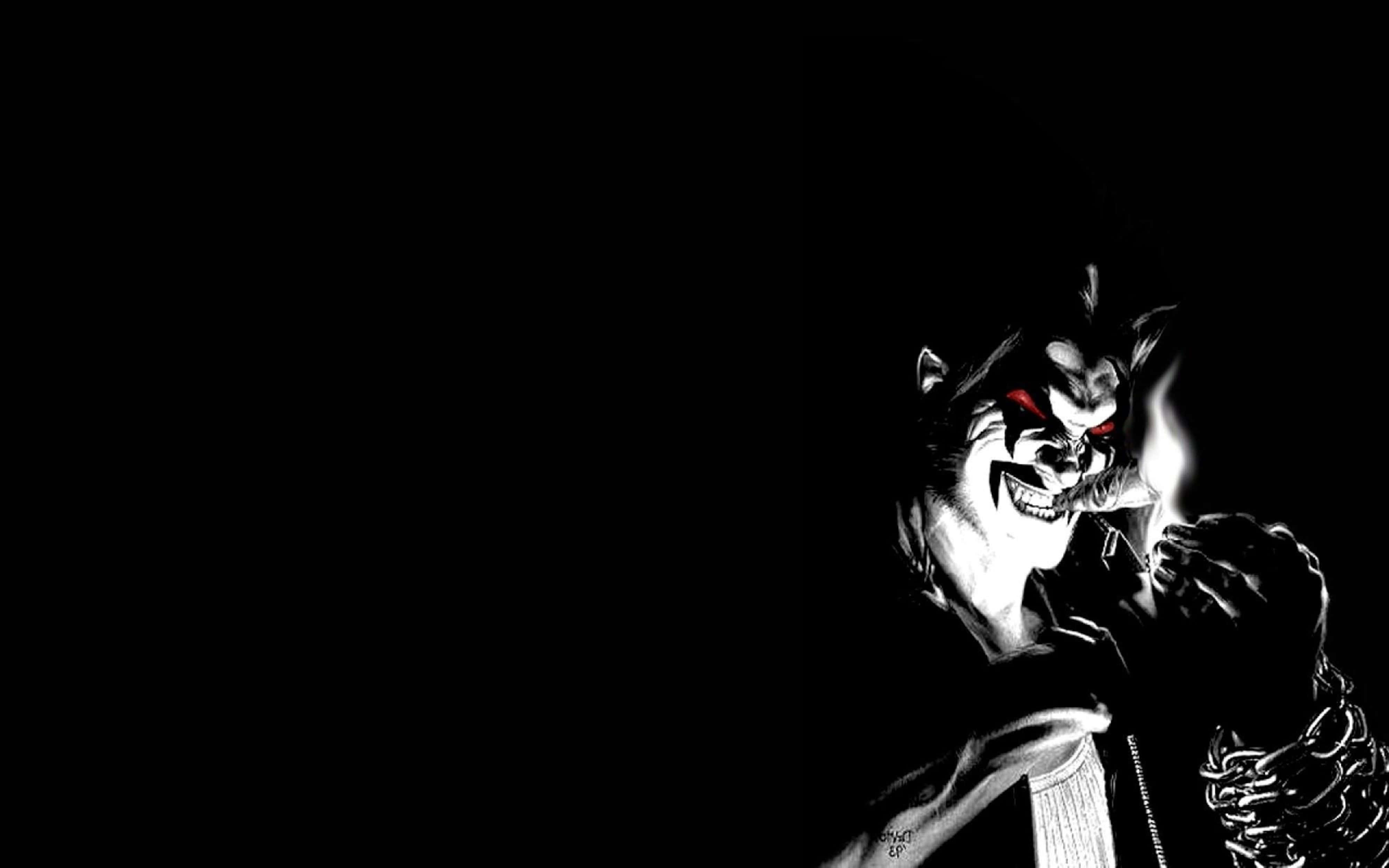 4K Horror, black and white illustrated werewolf, glowing red eyes, 4K Desktop Wallpaper
