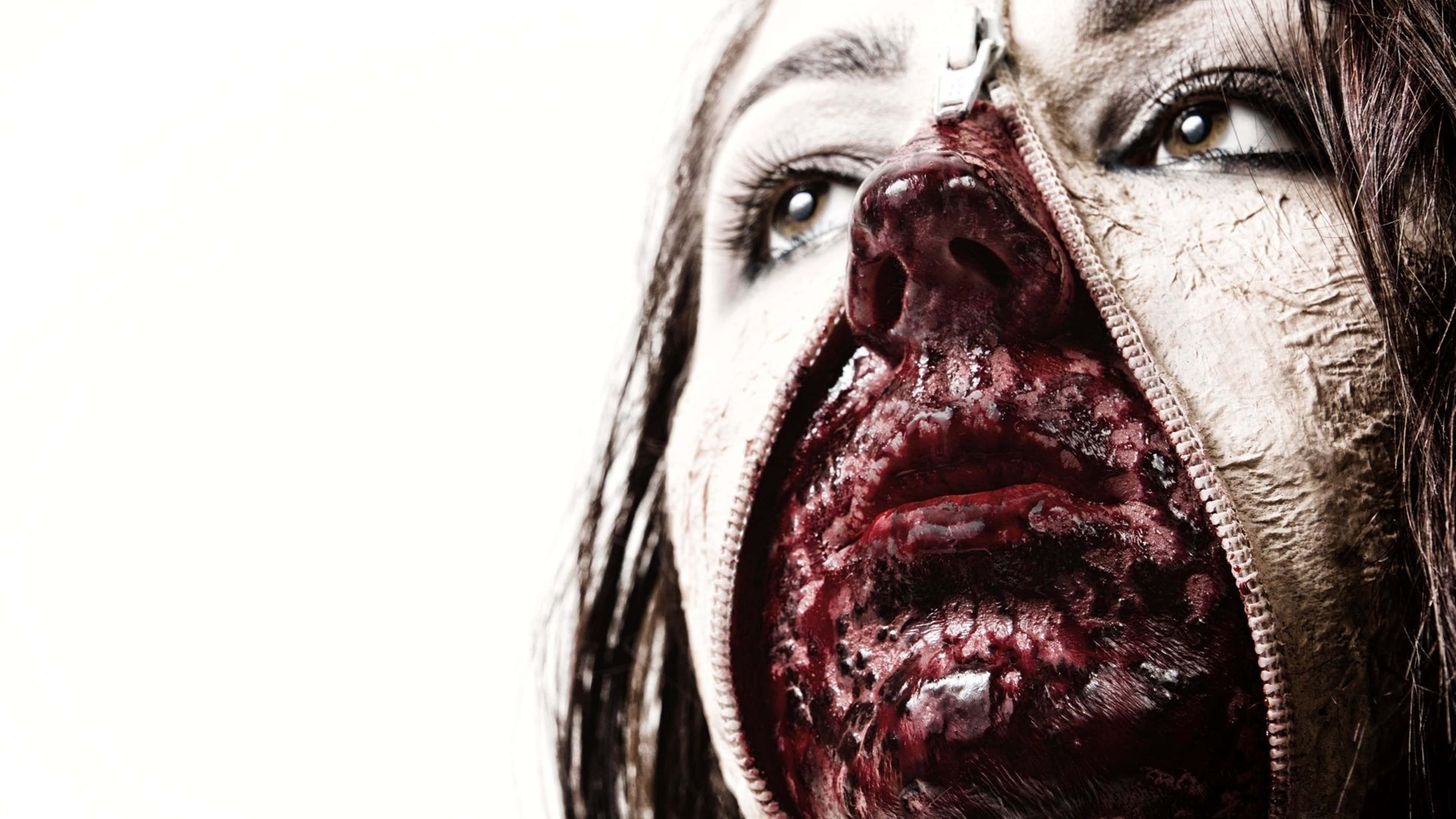 4K Horror, bloody woman, grotesque zipper, 4K Desktop Wallpaper