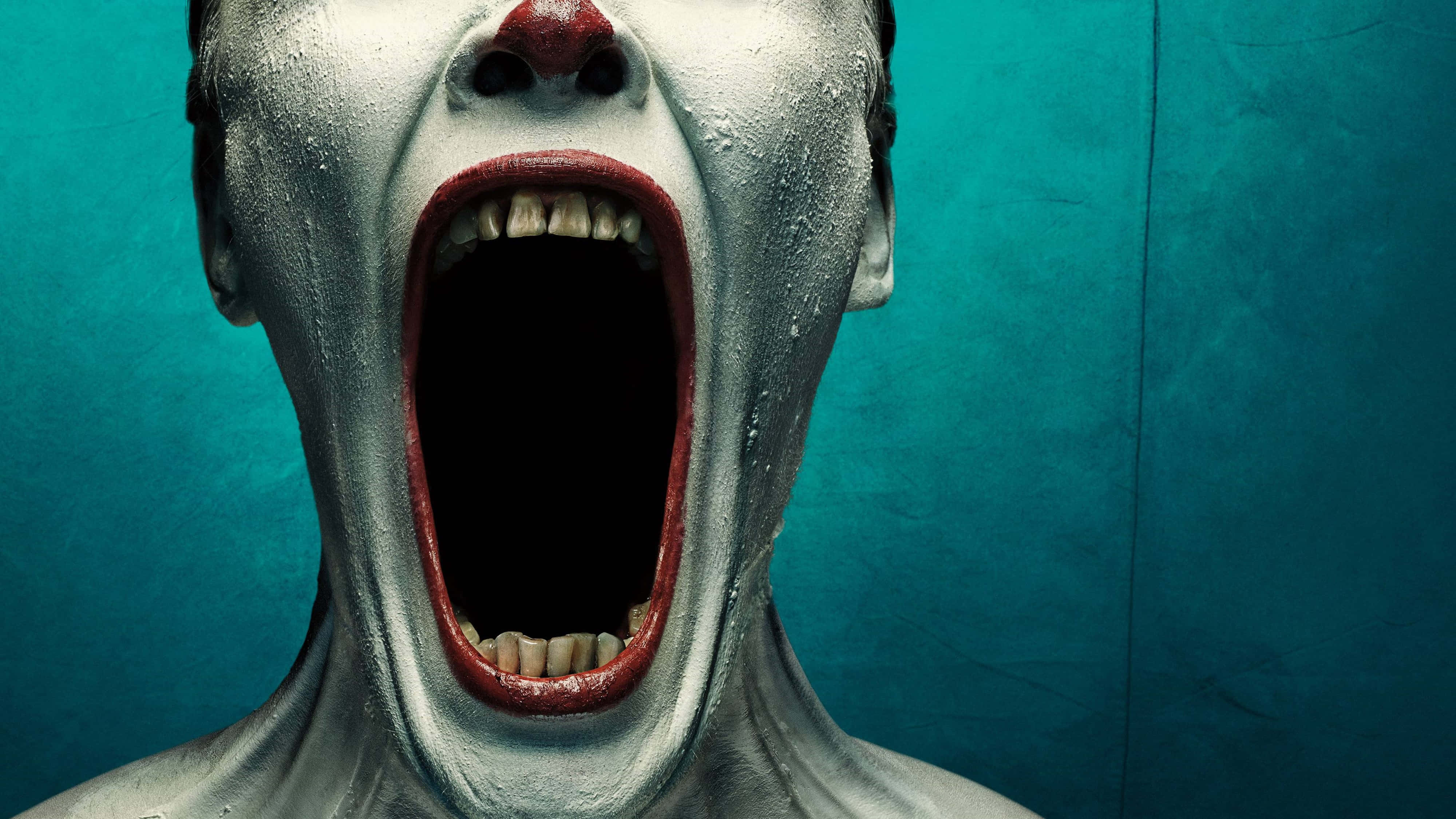 4K Horror, white face paint, red lips, 4K Desktop Wallpaper