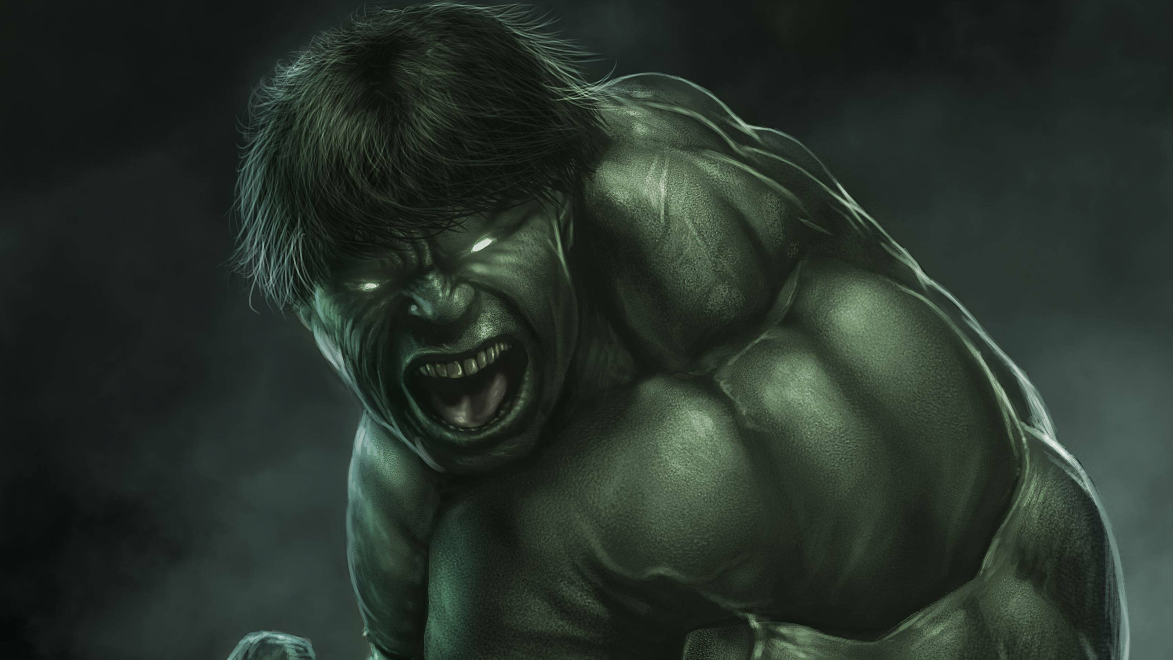 Hulk, green Hulk, roars with fury, 4K Desktop Wallpaper