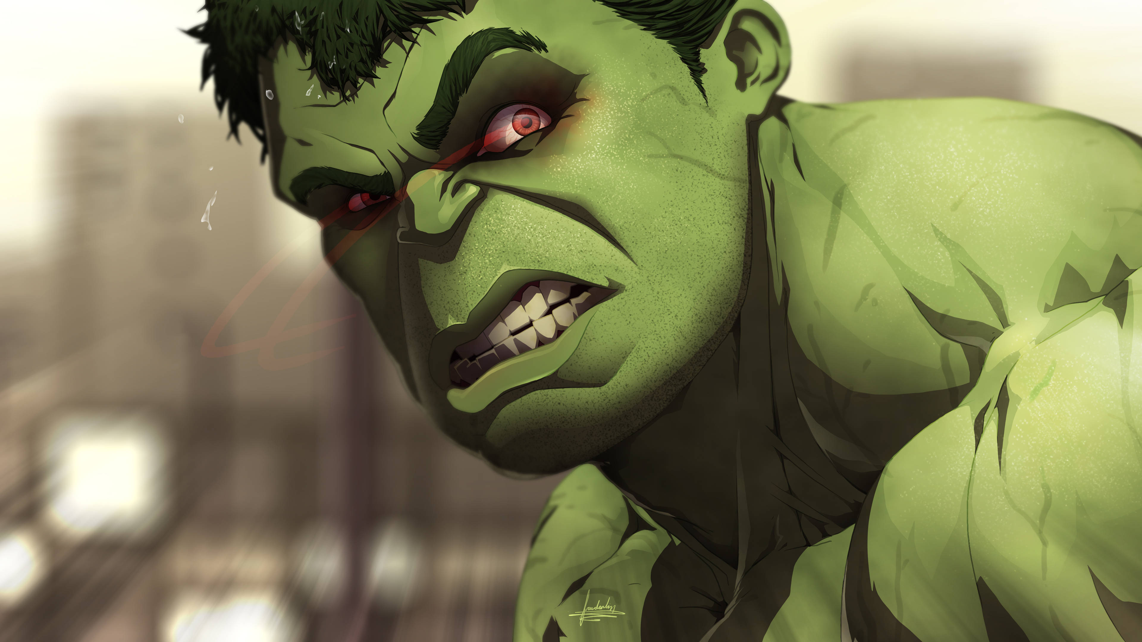 Hulk, green, red eyes, 4K Desktop Wallpaper