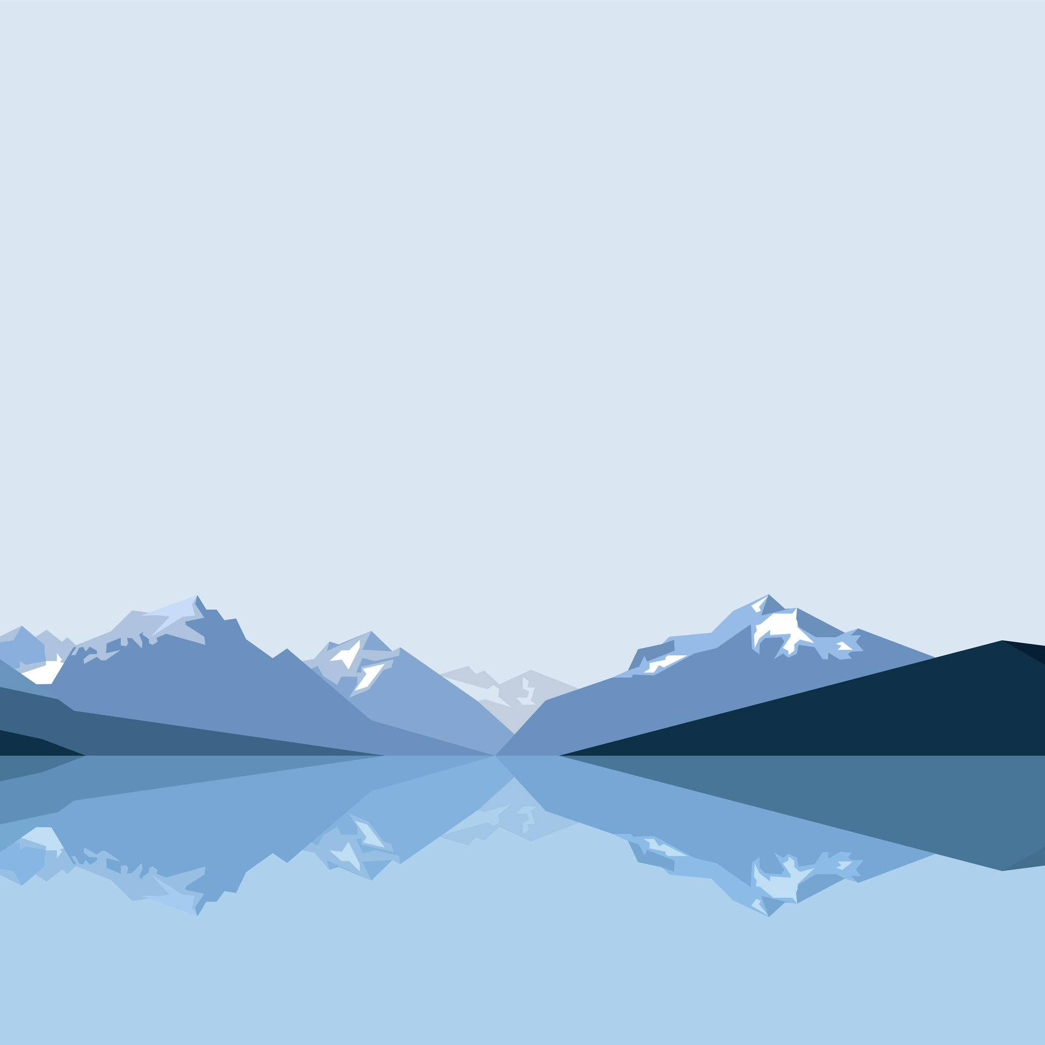 4K iPad, minimalist landscape, blue mountain range, Full HD Desktop Wallpaper