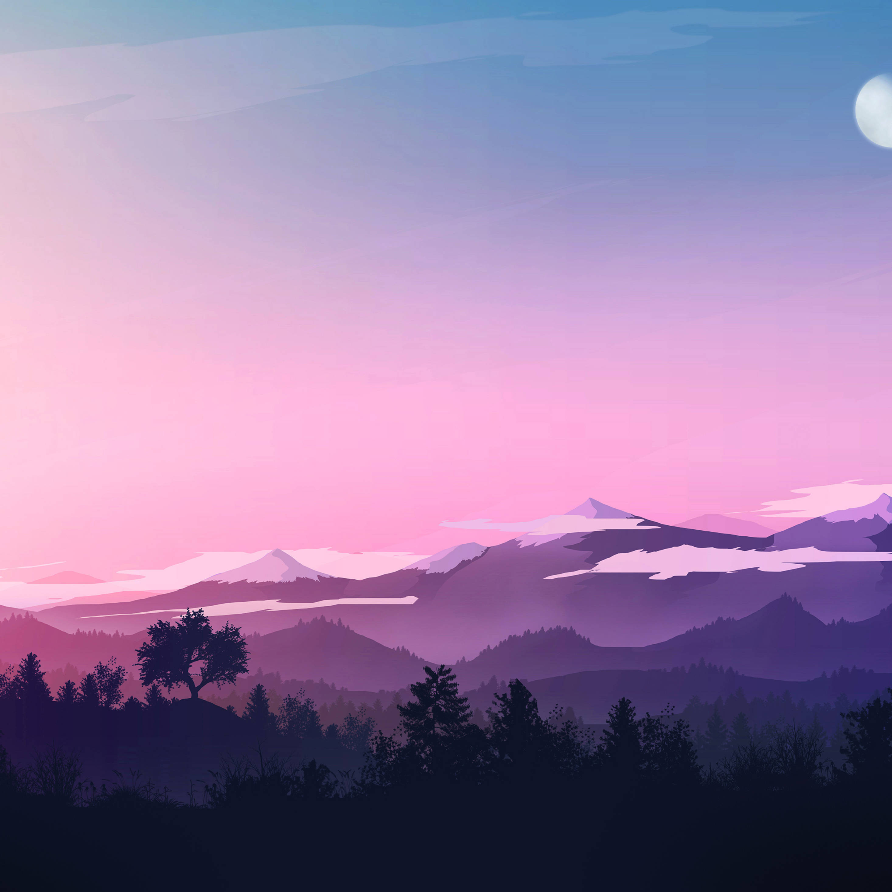 4K iPad, pink and blue sky, twilight, 2K Desktop Wallpaper