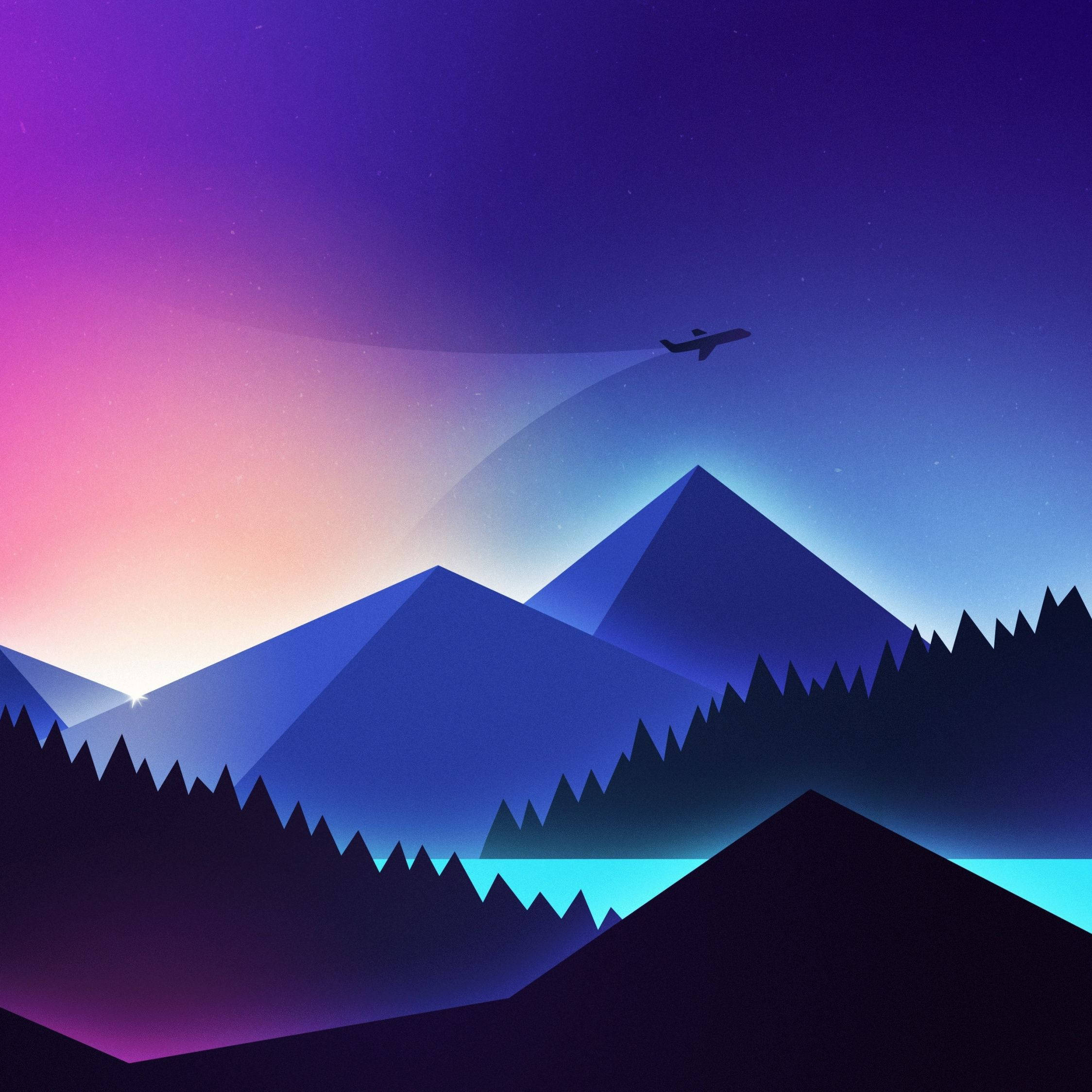 4K iPad, mountain range, vibrant purple and pink twilight sky, Full HD Desktop Wallpaper
