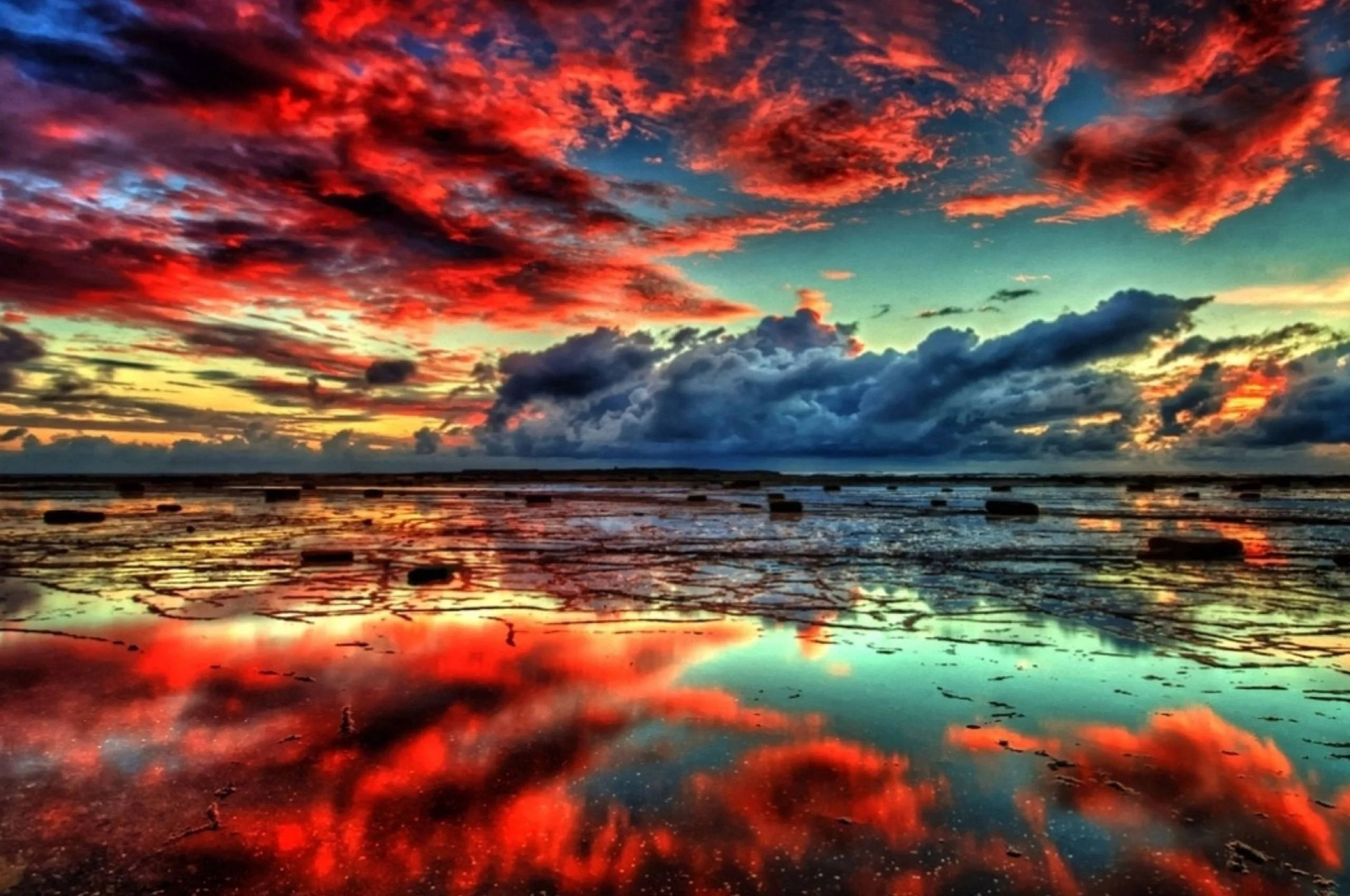 4K iPad, red sky, sunset, 2K Desktop Wallpaper