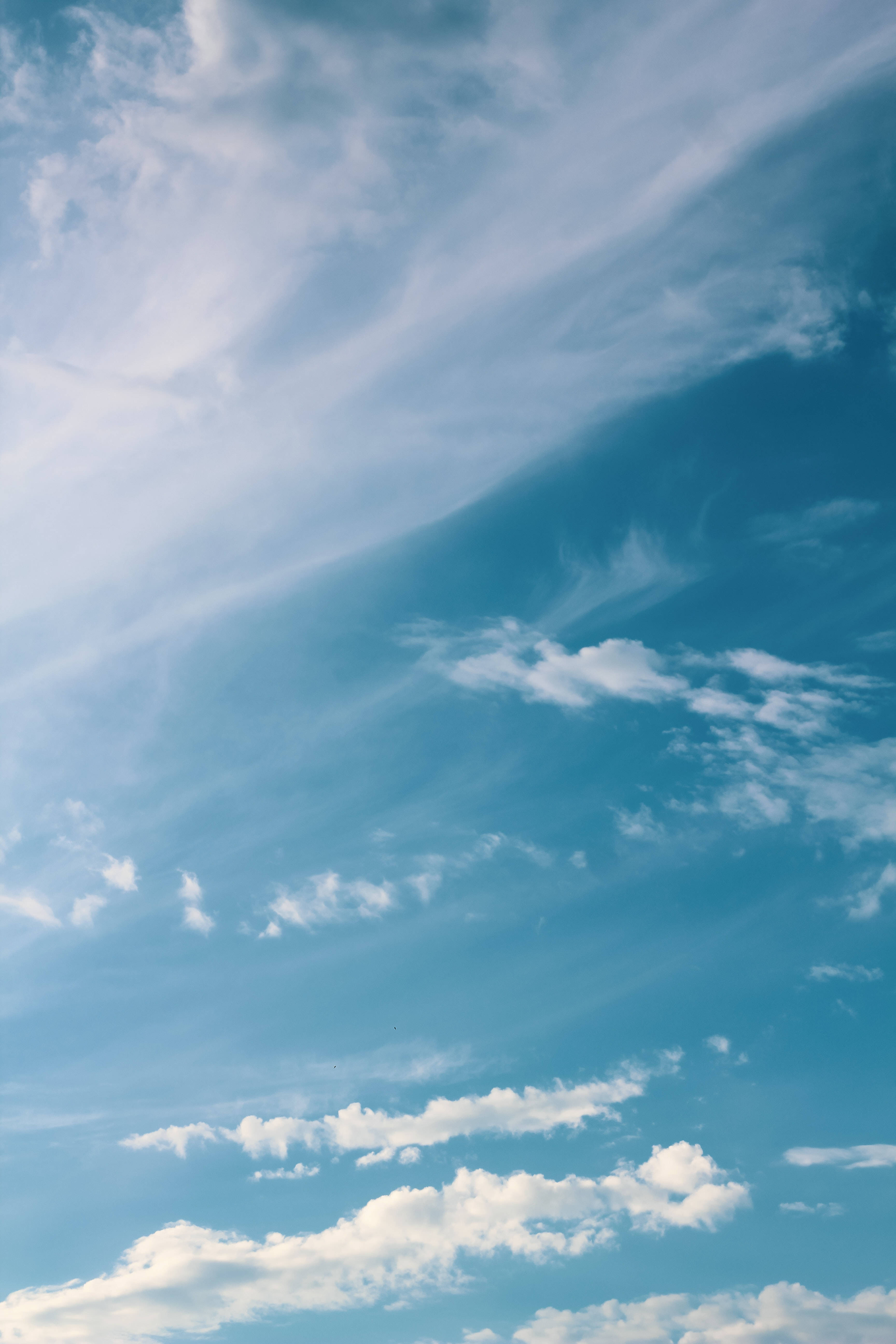 4K iPhone 6 Plus, blue sky, wispy white clouds, 5K Phone Wallpaper