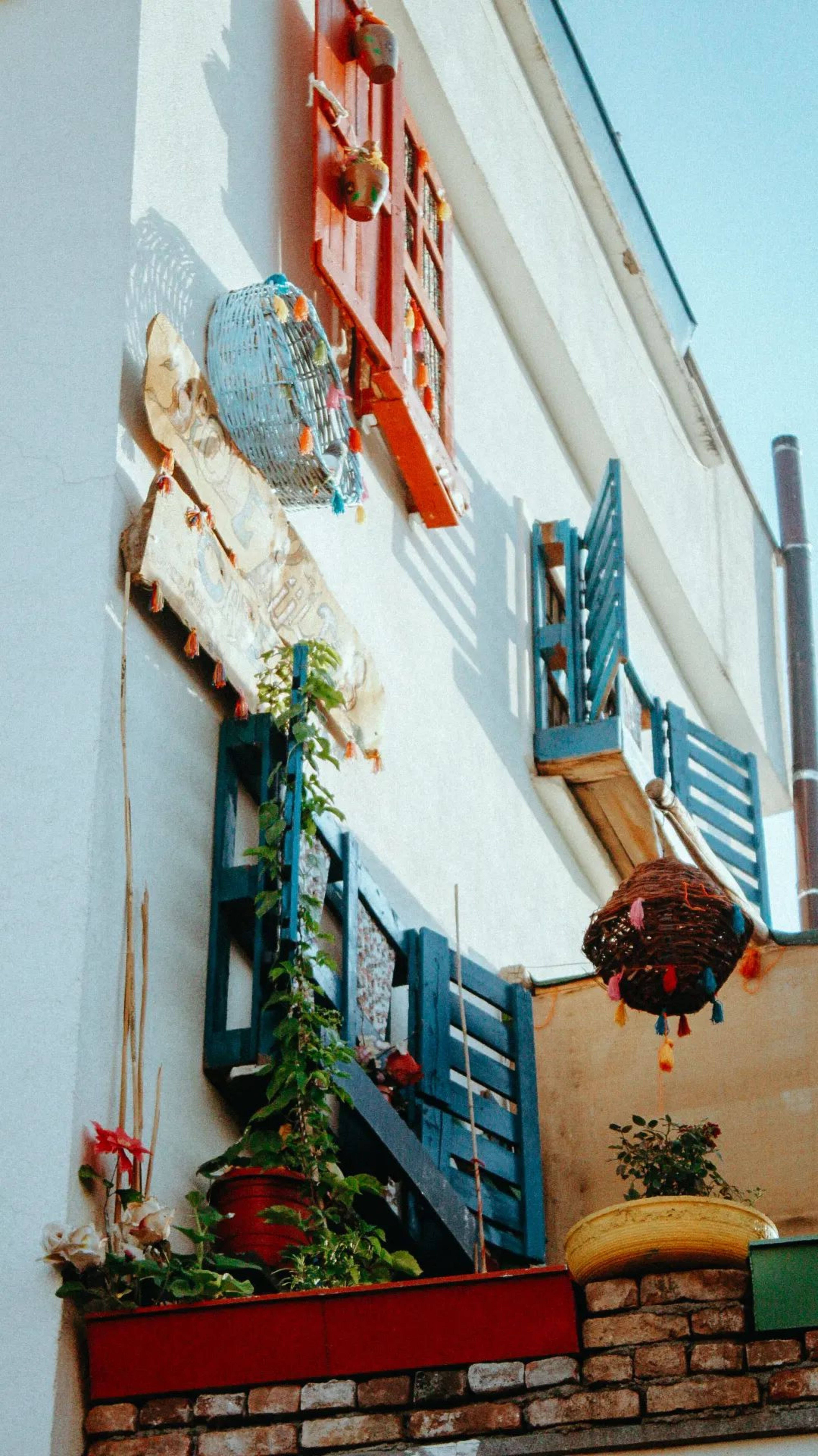 4K iPhone 6 Plus, white building facade, colorful shutters, 5K Phone Wallpaper
