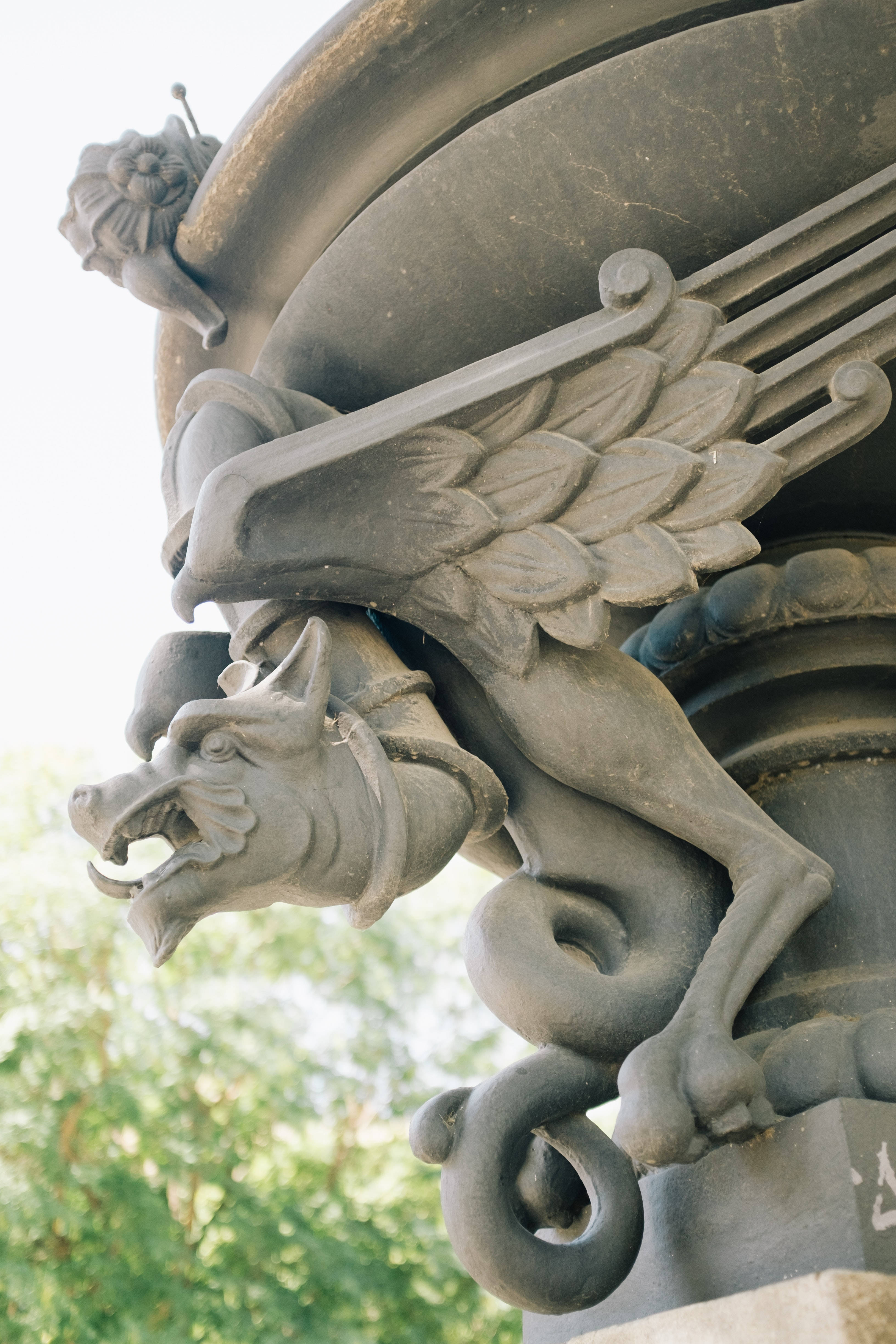 gargoyle, stone gargoyle, wings, 4K Phone Wallpaper