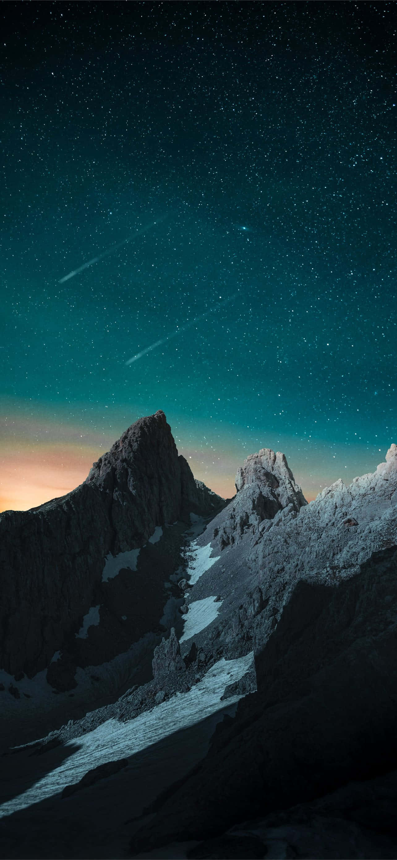 4K iPhone 7 Plus, starry teal sky, shooting star, 2K Phone Wallpaper