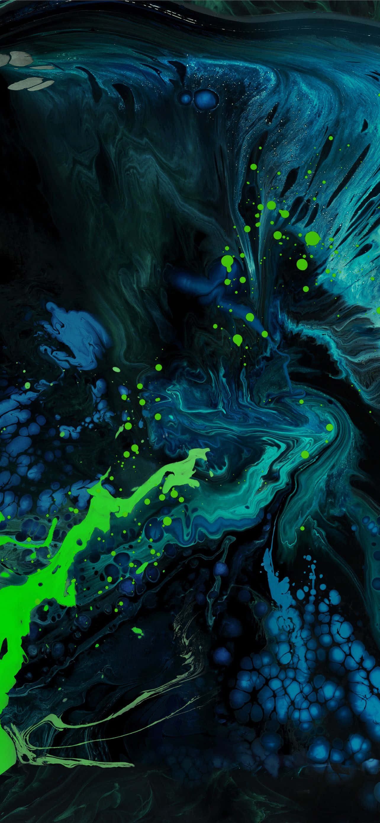 4K iPhone 7 Plus, neon green, deep blue, 2K Phone Wallpaper
