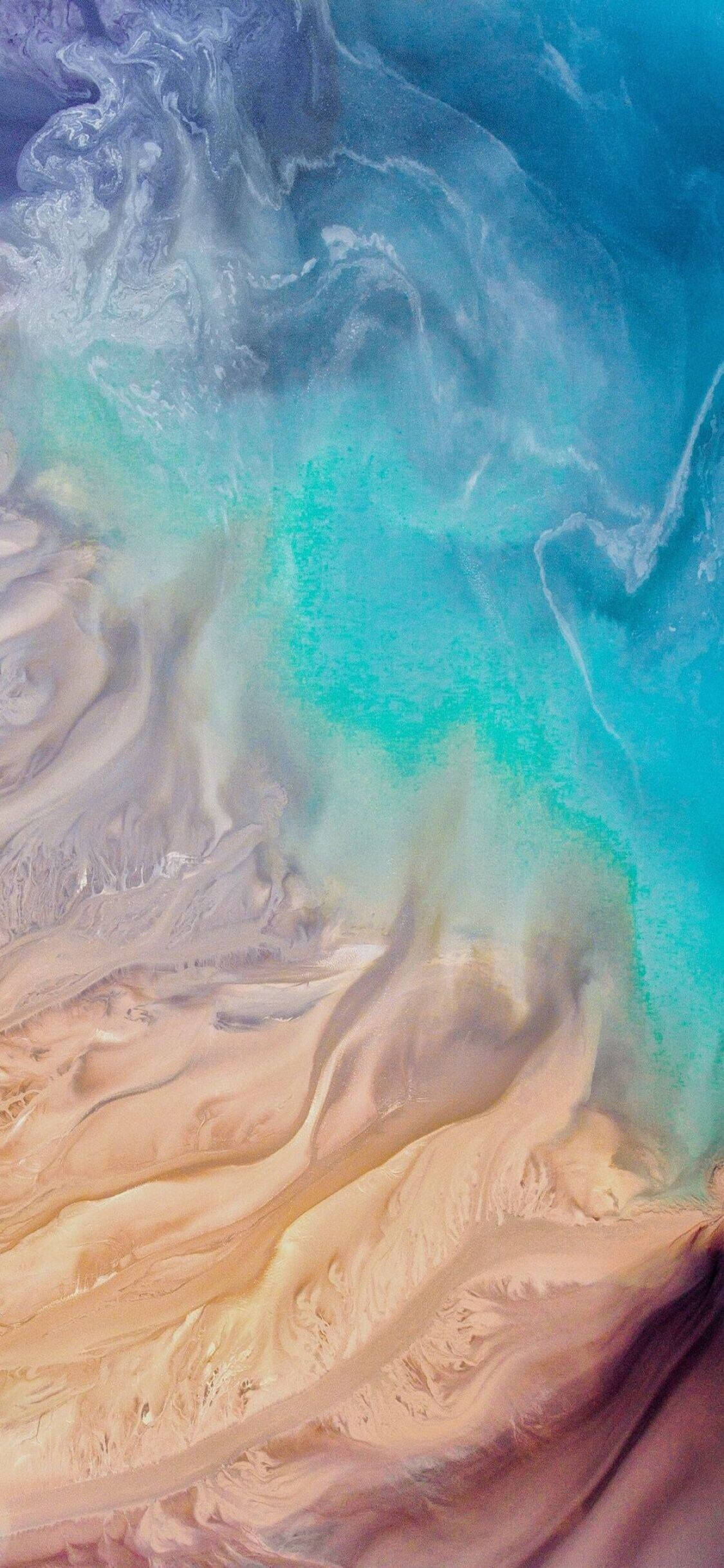 4K iPhone, wet beach sand, turquoise, Full HD Phone Wallpaper