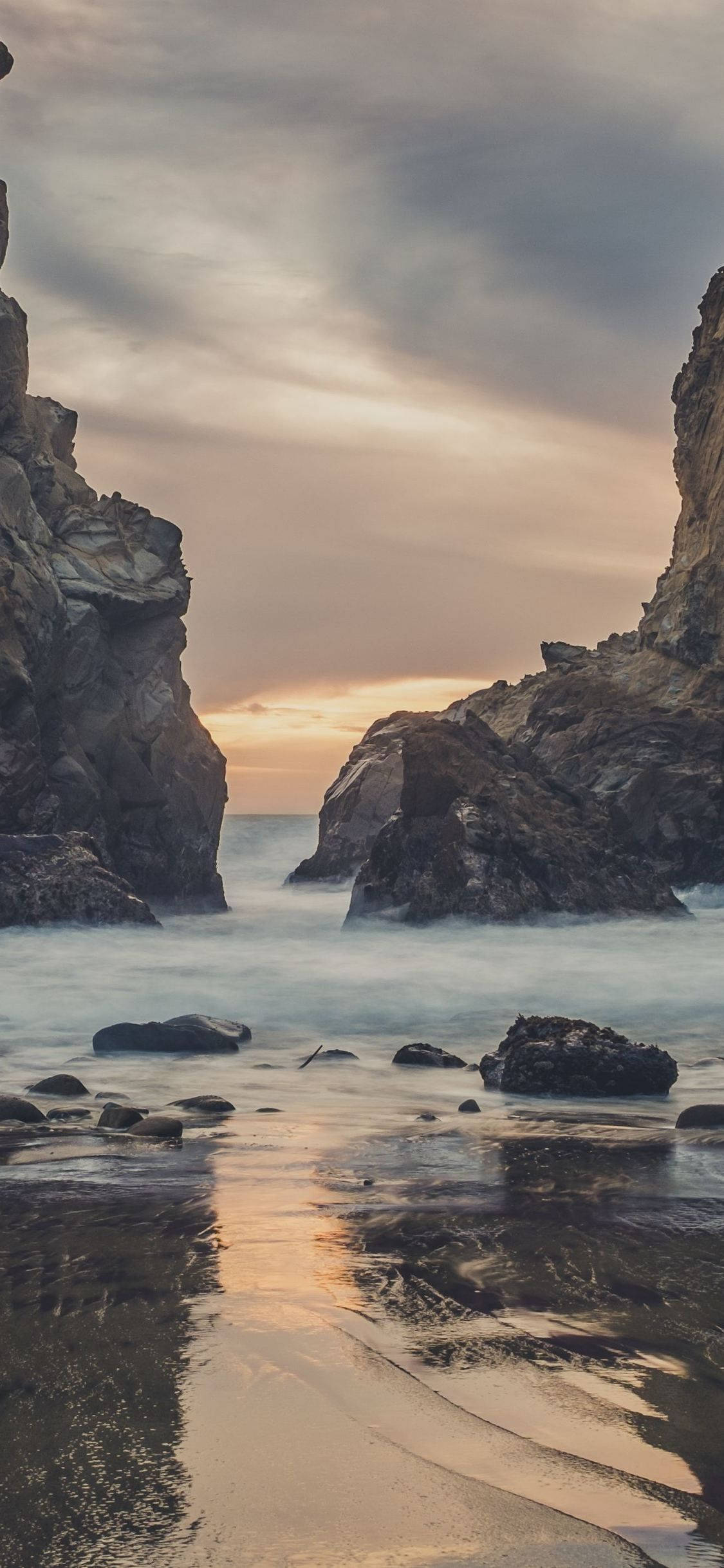 4K iPhone, gray rock formations, overcast, Full HD Phone Wallpaper