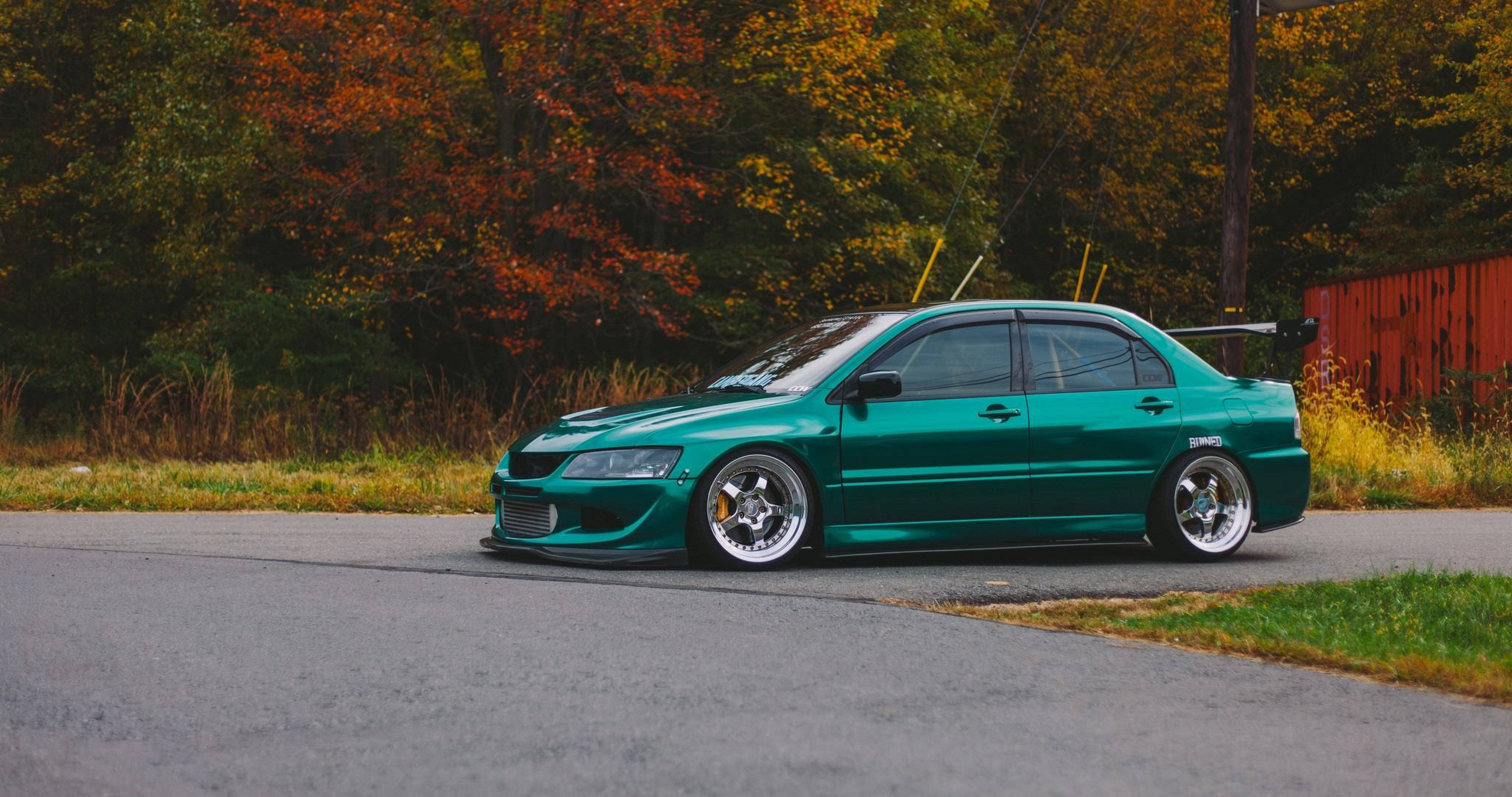 2006 Mitsubishi, teal, modified sedan, 4K Desktop Wallpaper