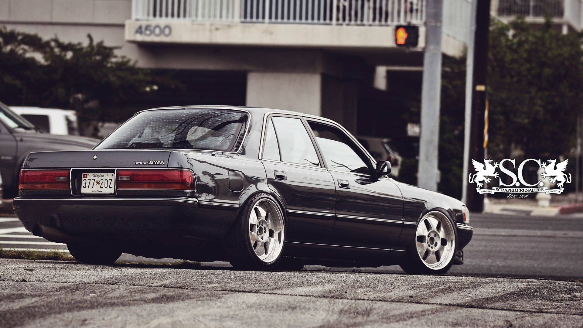 1992 Toyota Cressida, black, custom silver wheels, Full HD Desktop Wallpaper