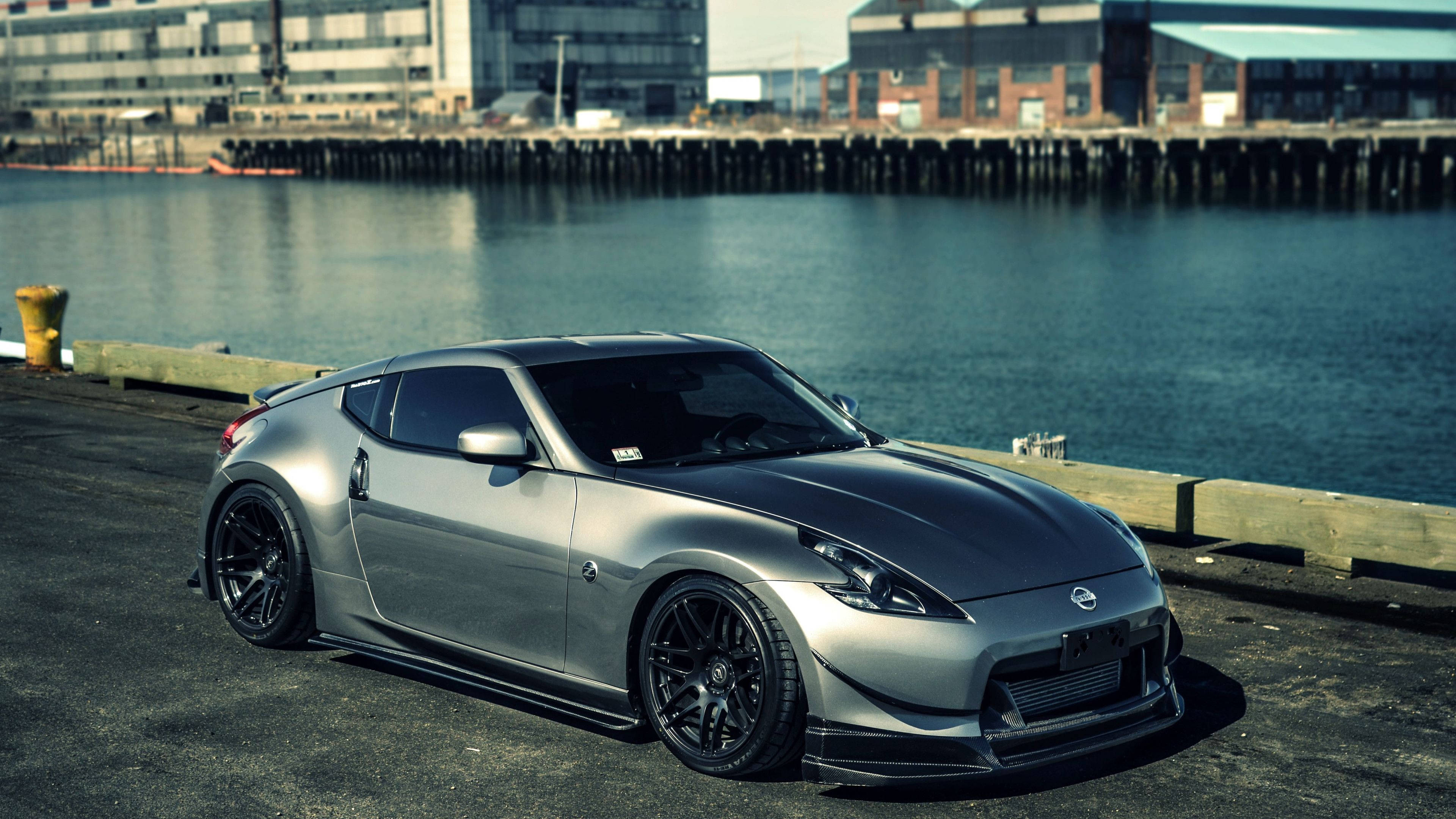 2015 Nissan, silver, black rims, 4K Desktop Wallpaper