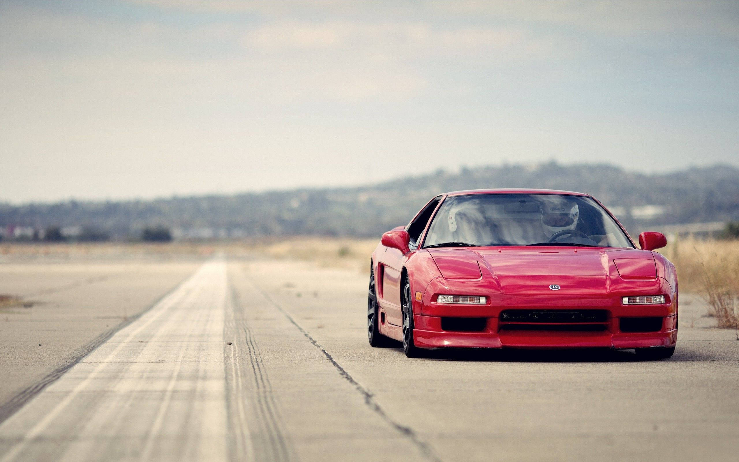 1995 Acura NSX, vibrant red, empty runway, 2K Desktop Wallpaper