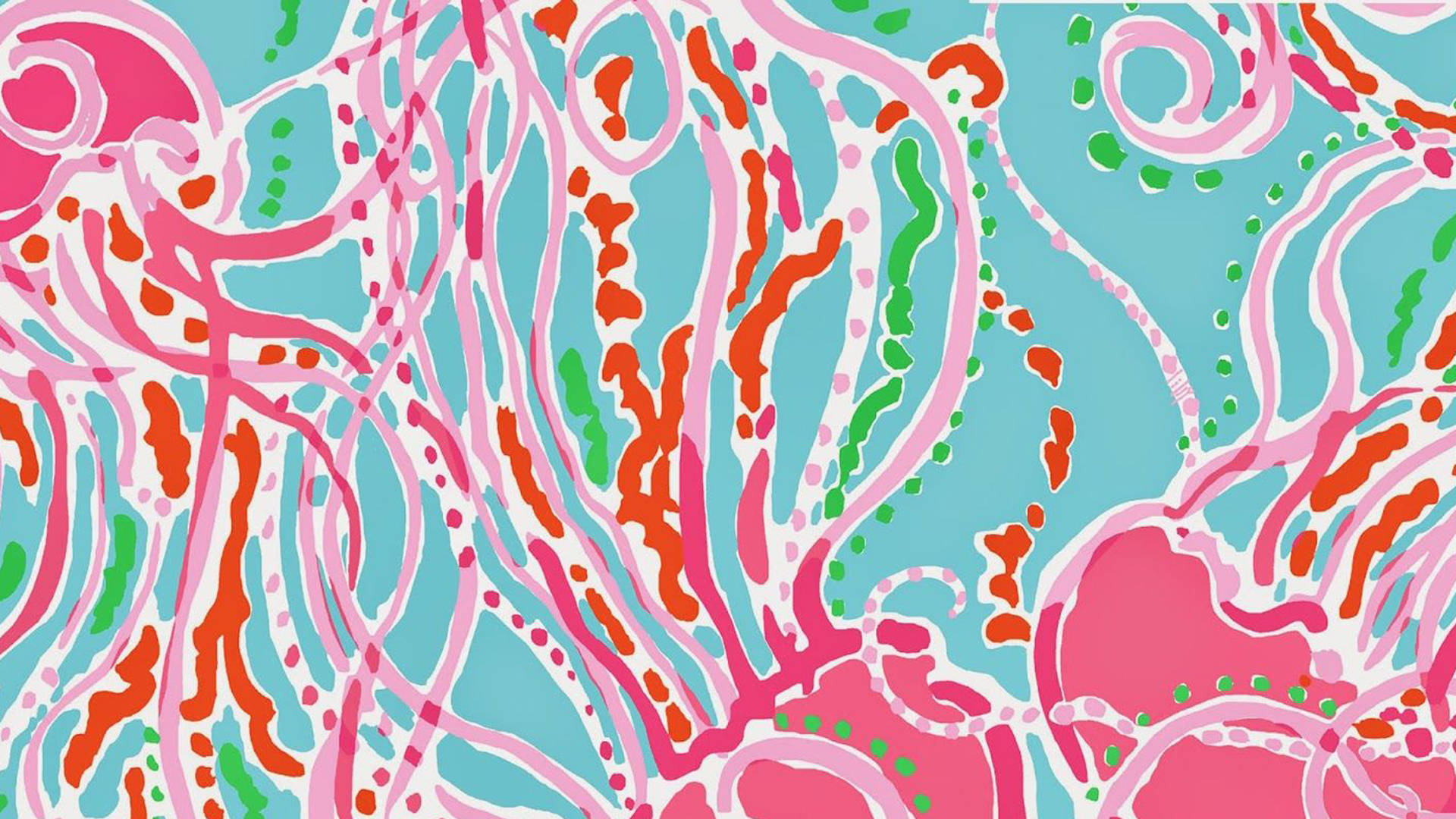preppy jellyfish pattern, pink, orange, Full HD Desktop Wallpaper