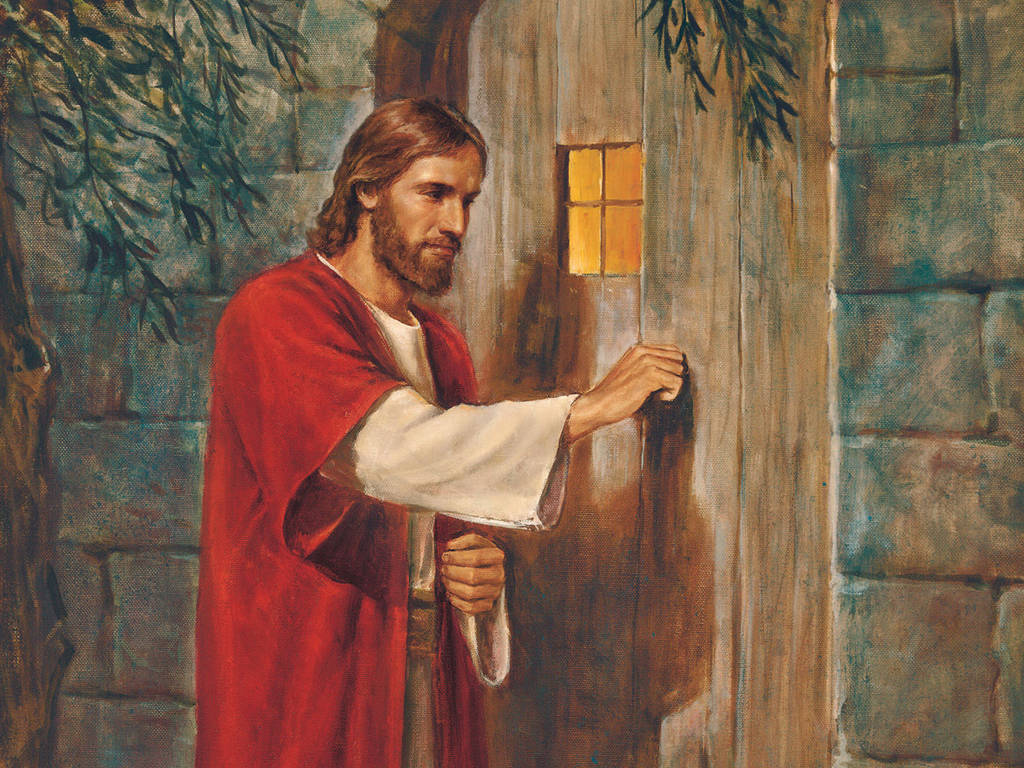 4K Jesus, red robe, wooden door, SD Desktop Wallpaper