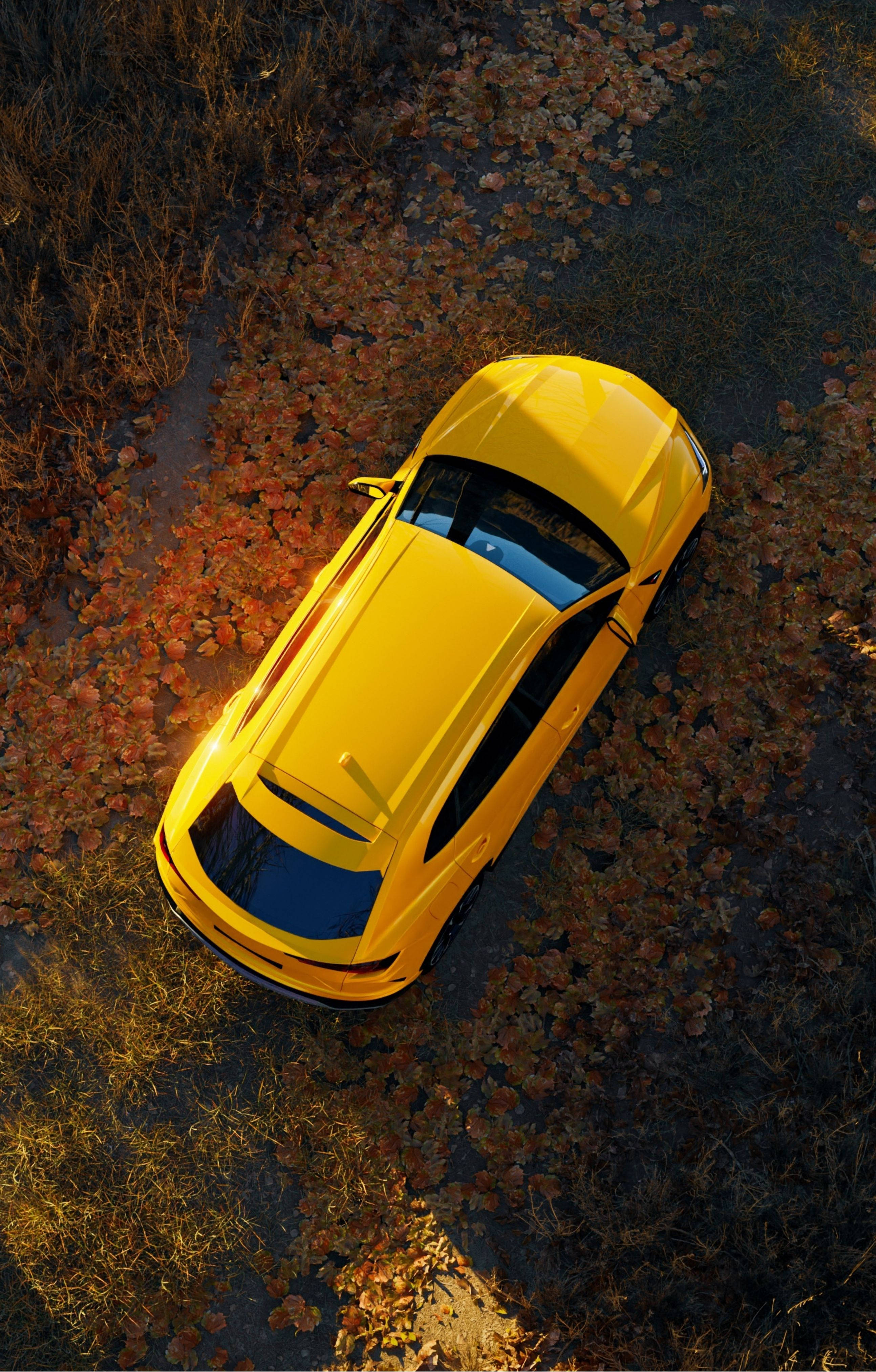 4K Lamborghini iPhone, vibrant yellow, sports car, 4K Phone Wallpaper