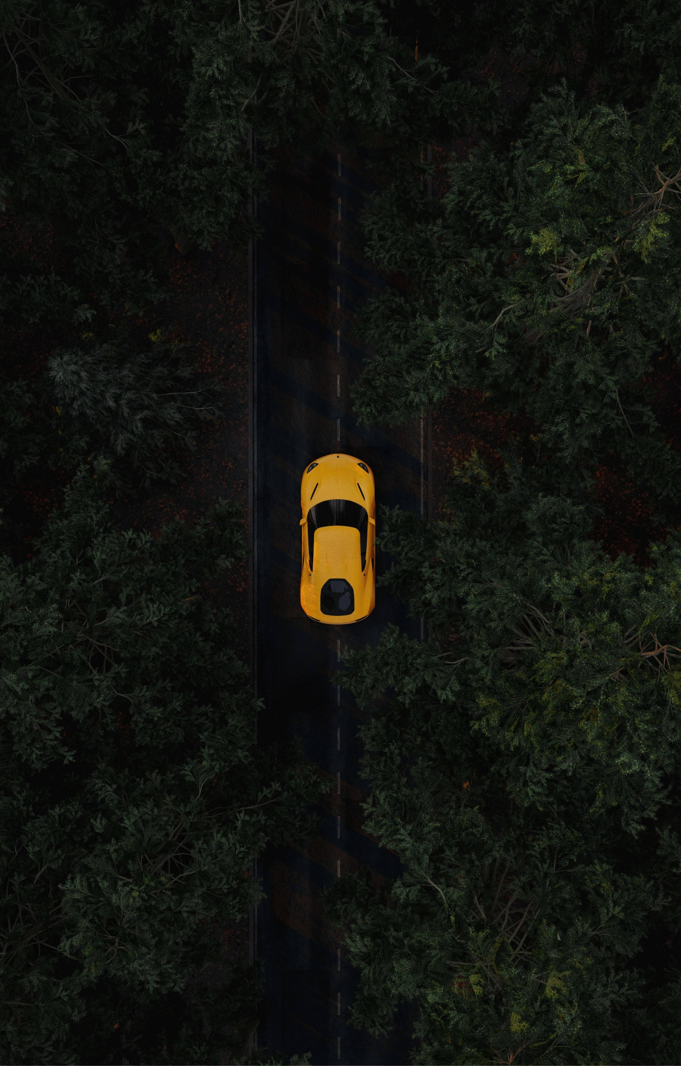 4K Lamborghini iPhone, bright yellow, sports car, 4K Phone Wallpaper