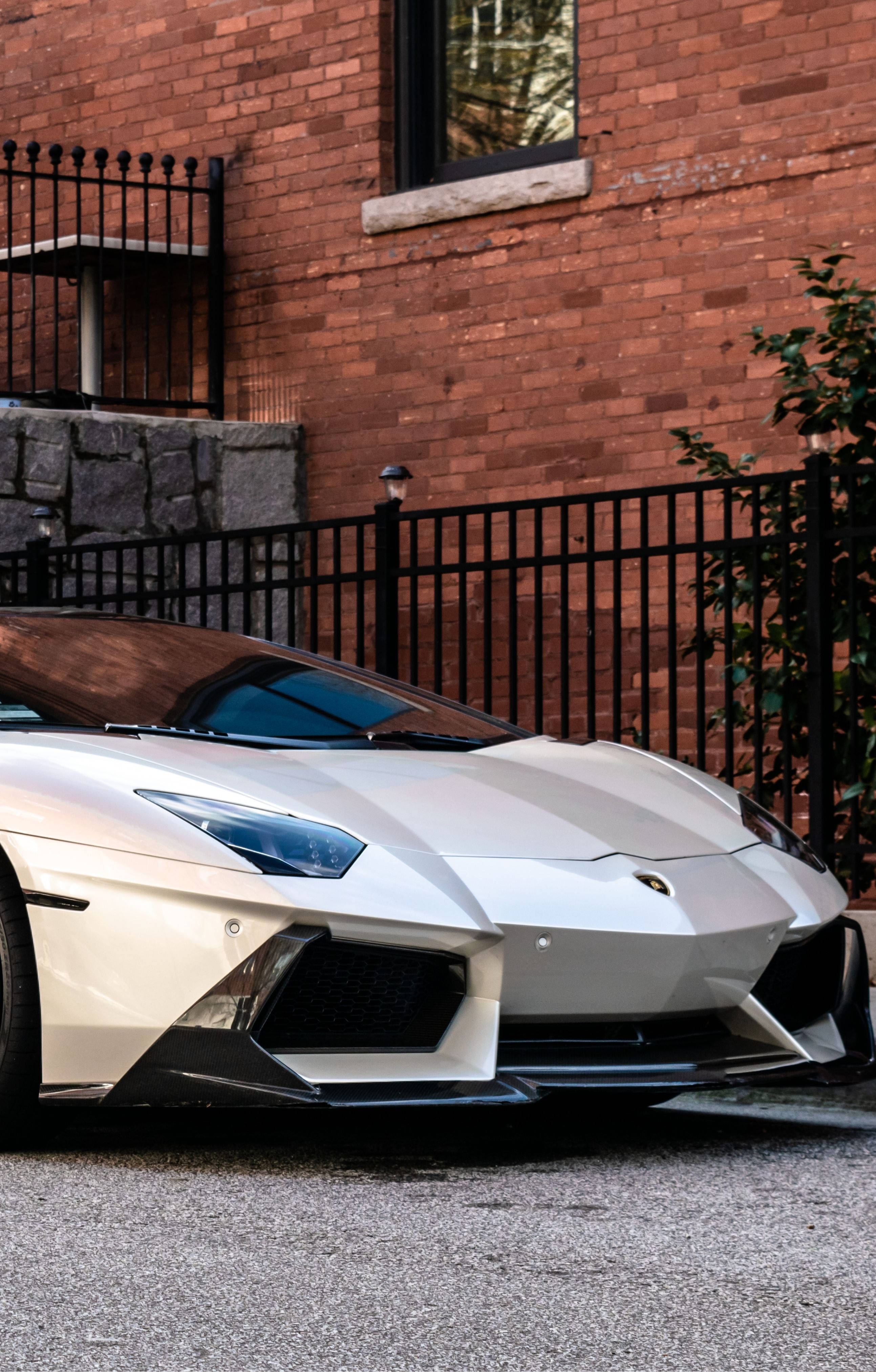 Lamborghini, silver, street, 4K Phone Wallpaper